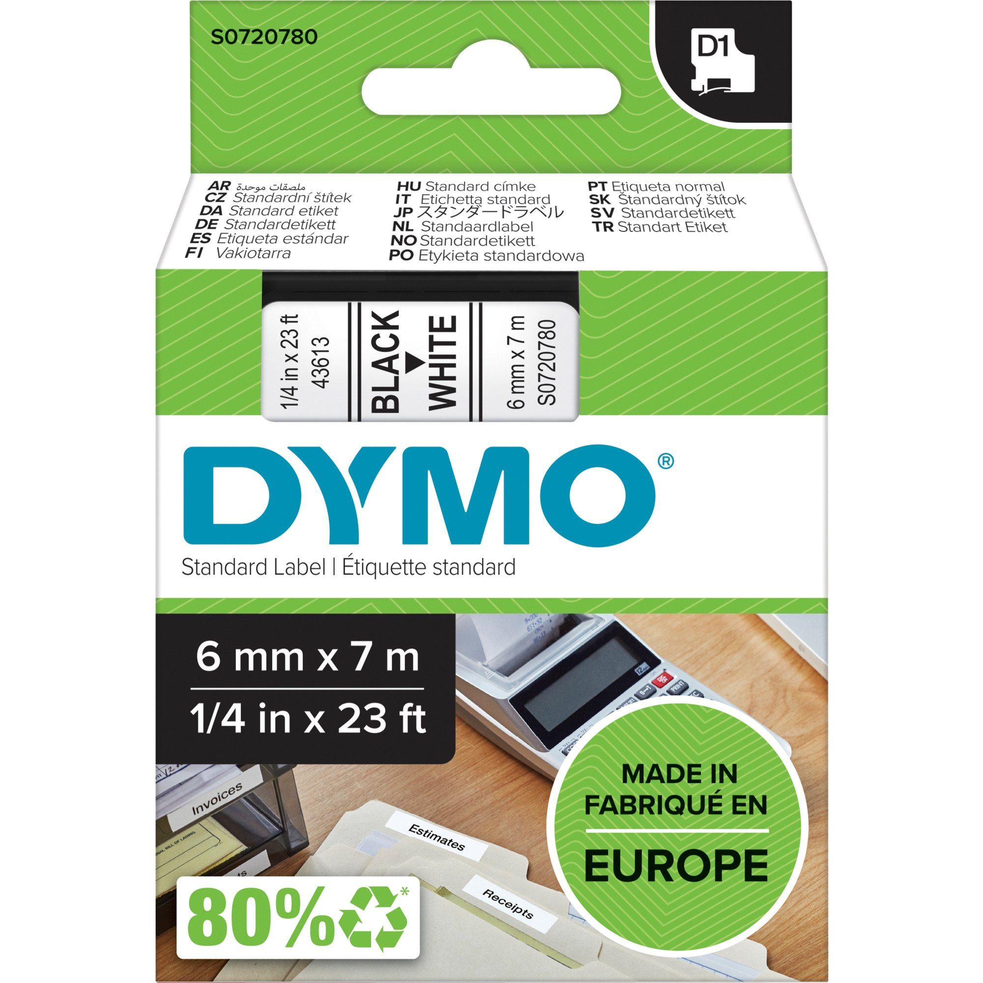 Druckerband Dymo D1 ORIGINAL Schriftband, schwarz auf weiß