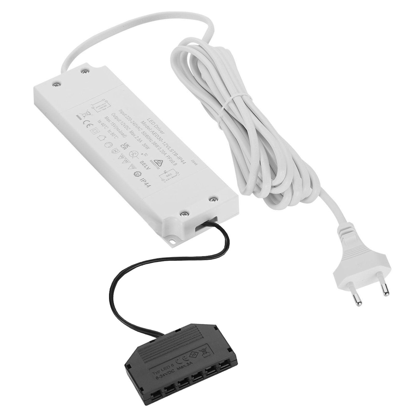 SO-TECH® Netzgerät 12 V mit 6-fach Verteiler (Mini AMP Anschluss) LED Trafo (Ausgangsspannung (Output): 12VDC, Max. 2,5A Max. 30W)