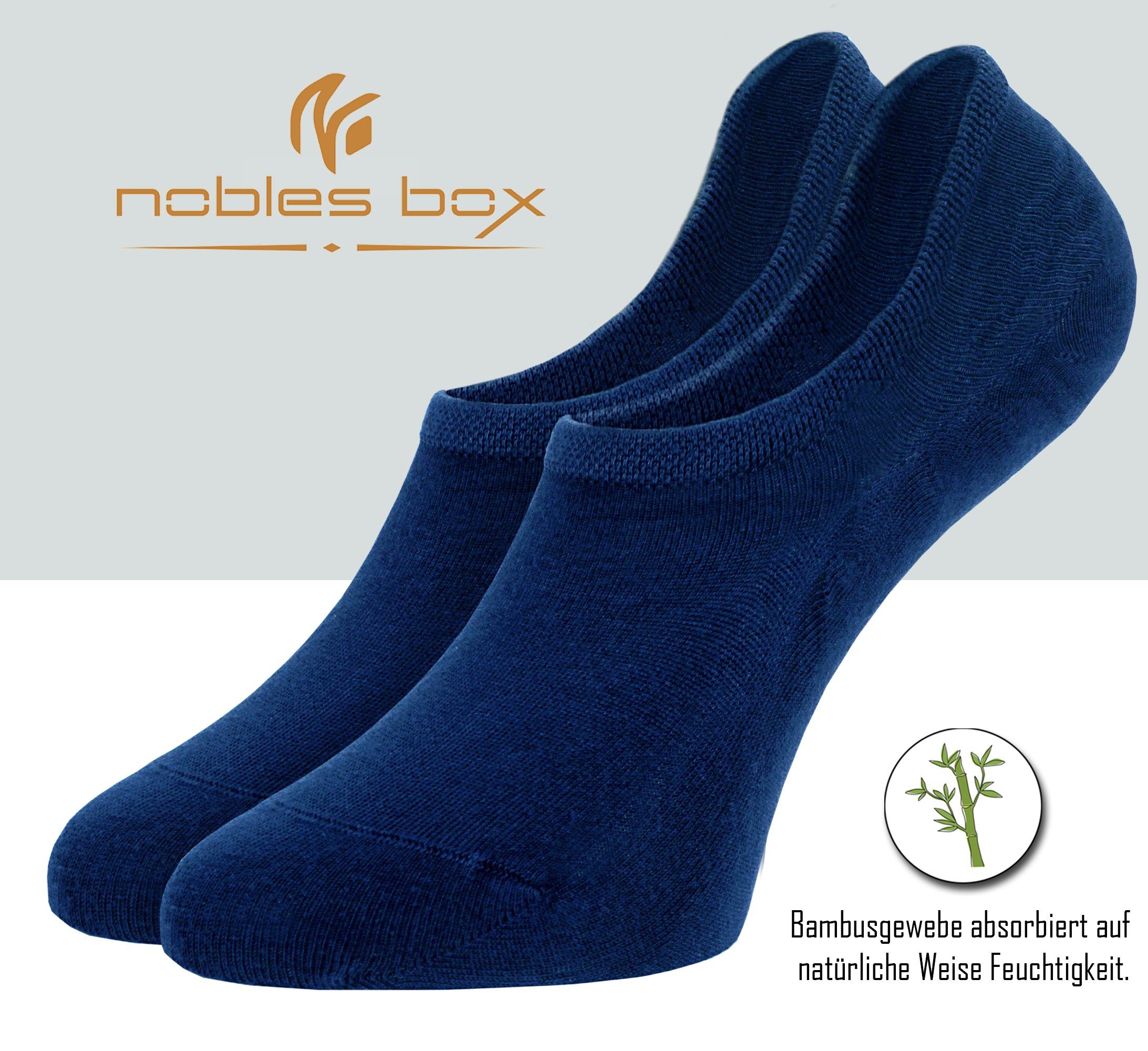 NoblesBox Kurzsocken No-Show Socken Bambussocken 6-Paar) (Box, Blau