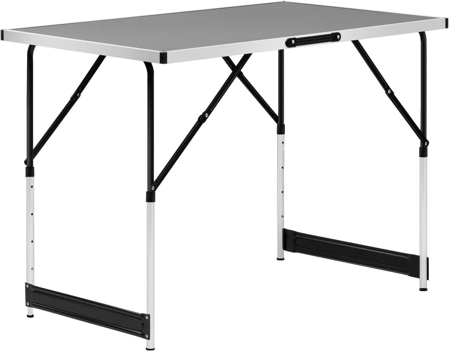 Woltu Campingtisch (1-St), Klapptisch höhenverstellbar, Aluminium Stahl MDF grau