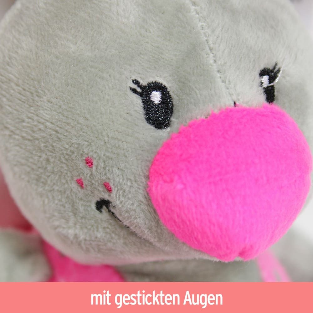 Rasehorn Kuscheltier Kuscheltier Hase grau mit Kleidung und bunter Nase - ca. 30 cm (1-St)