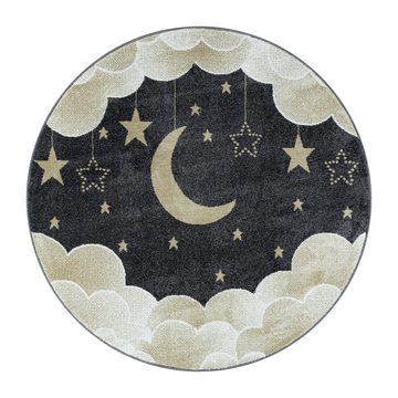 Teppich Mond- und Sterne Design, Teppium, Rechteckig, Höhe: 11 mm, Teppich Kinderzimmer Mond- und Sterne Design Pflegeleicht