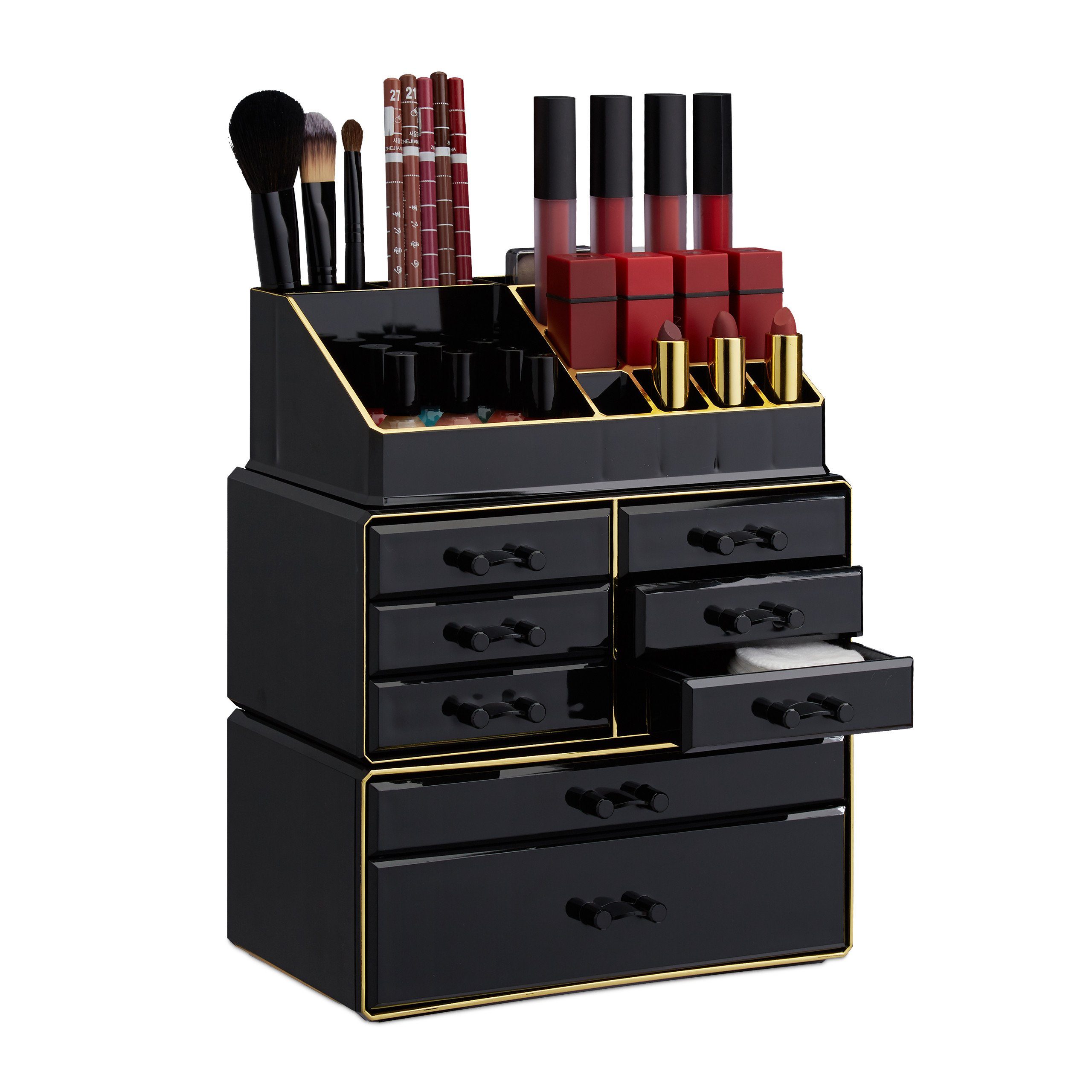 Make-Up Organizer 2 x Make Up Organizer schwarz/gold