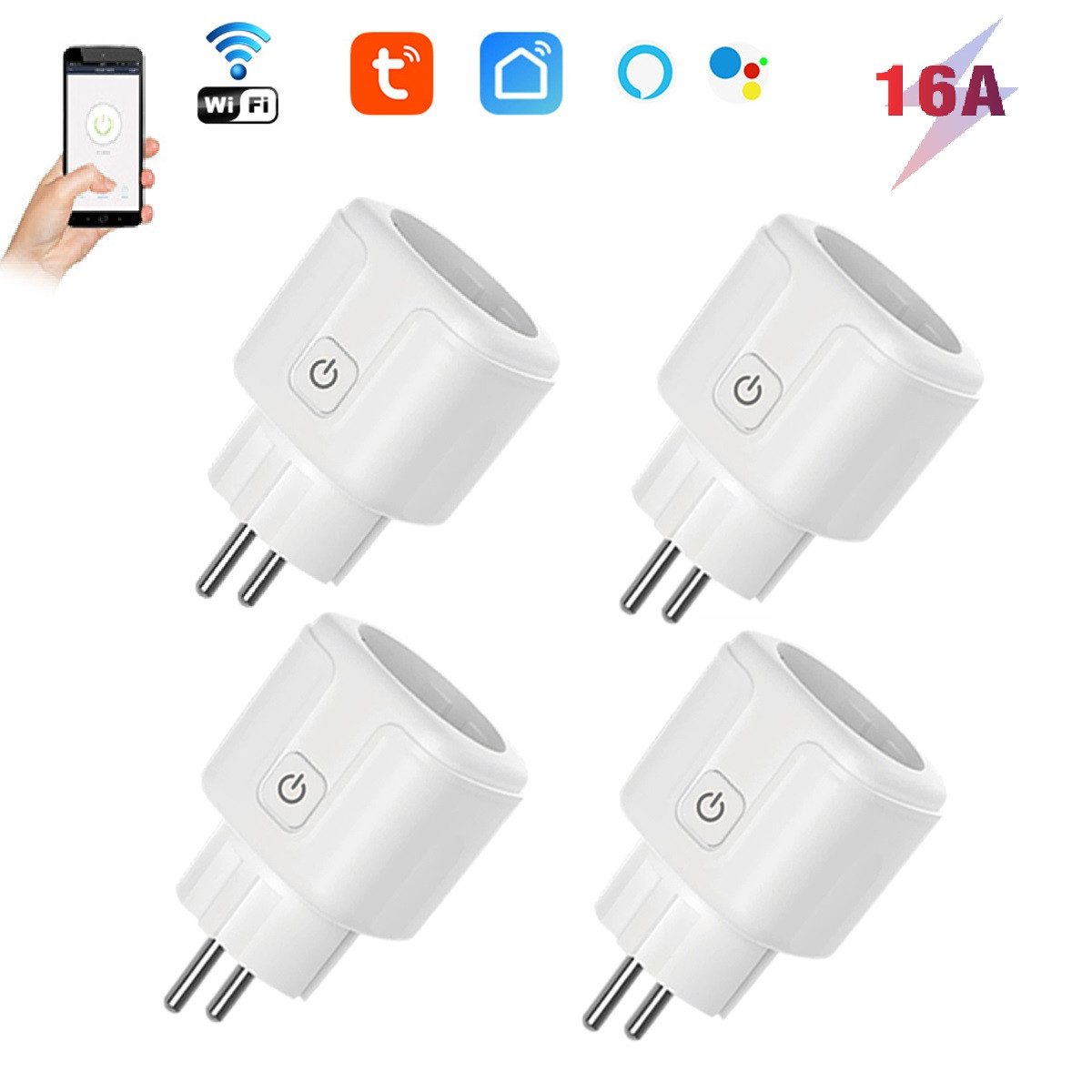 WLAN-Steckdose 4er 16A Smart Steckdose mit App Steuerung, WLAN-Steckdose, Smart Plug