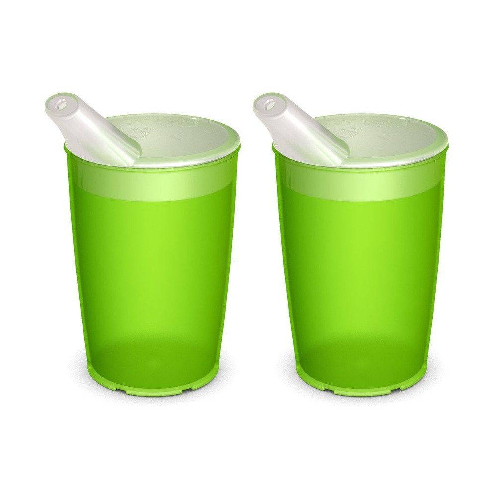Ornamin Schnabelbecher 2er Pflegebecher Set mit Schnabelaufsatz mit kleiner Öffnung, Trinkhilfe l Pflegebecher l Schnabeltasse l Selbstständig trinken