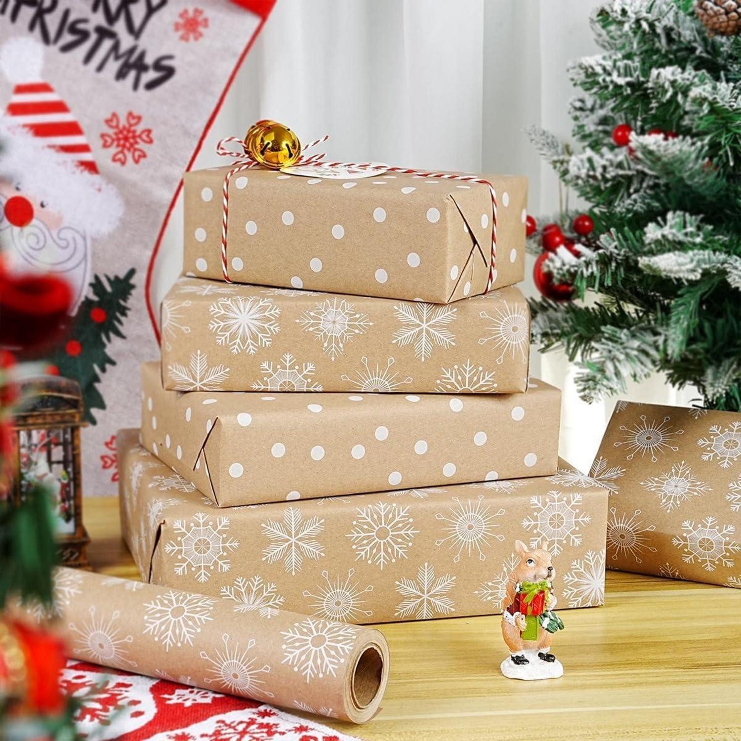 LuxusKollektion Geschenkpapier Geschenkpapier Weihnachten Rolle Kraftpapier recycelbar 10m Braun