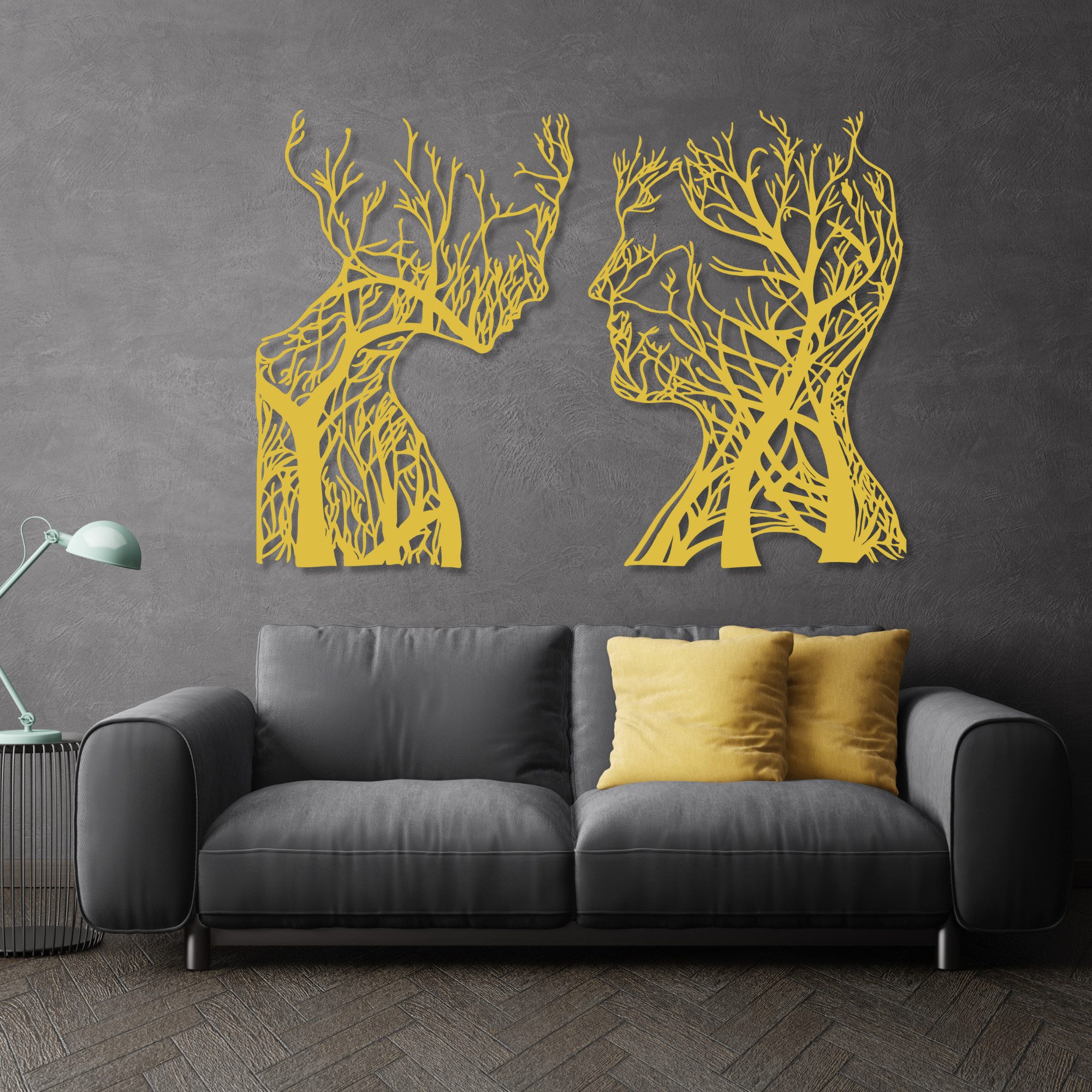EYOKA Wanddekoobjekt 3D Wandbild aus Holz Wanddeko Moderne Holzkunst 6mm stark (6mm), Dekorative Wandbilder für Zuhause Büro mit Montage Klebeband 4 Farben