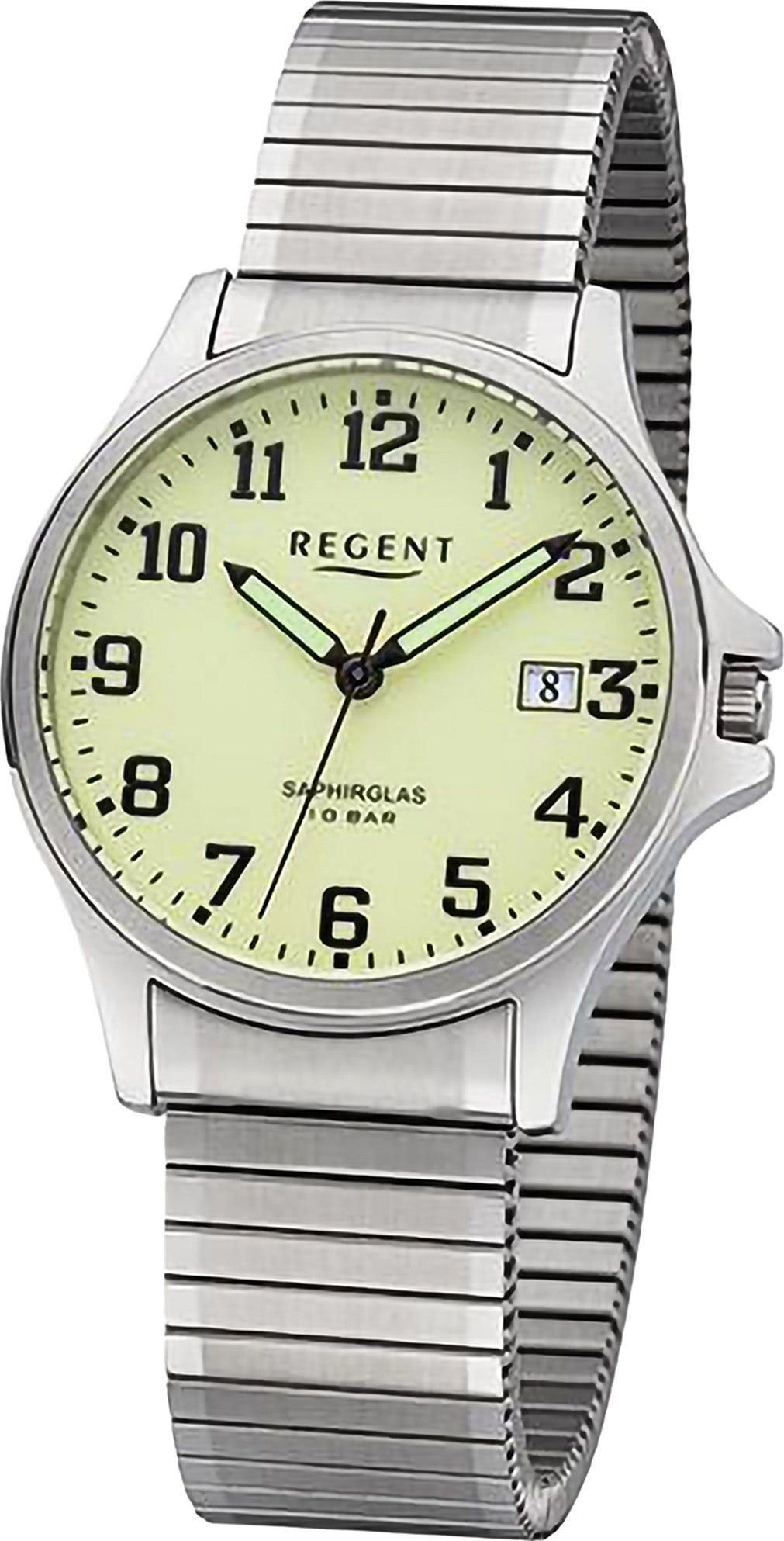 Regent Quarzuhr Regent Herren Armbanduhr Analog, (Analoguhr), Herren Armbanduhr rund, extra groß (ca. 36mm), Edelstahlarmband