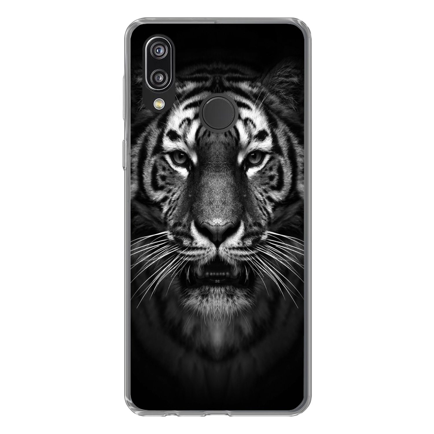 MuchoWow Handyhülle für Huawei P20 Lite (2020) Tiger - Tiere - Schwarz - Weiß - Porträt -, Handy Case, Silikon, Bumper Case Dünn