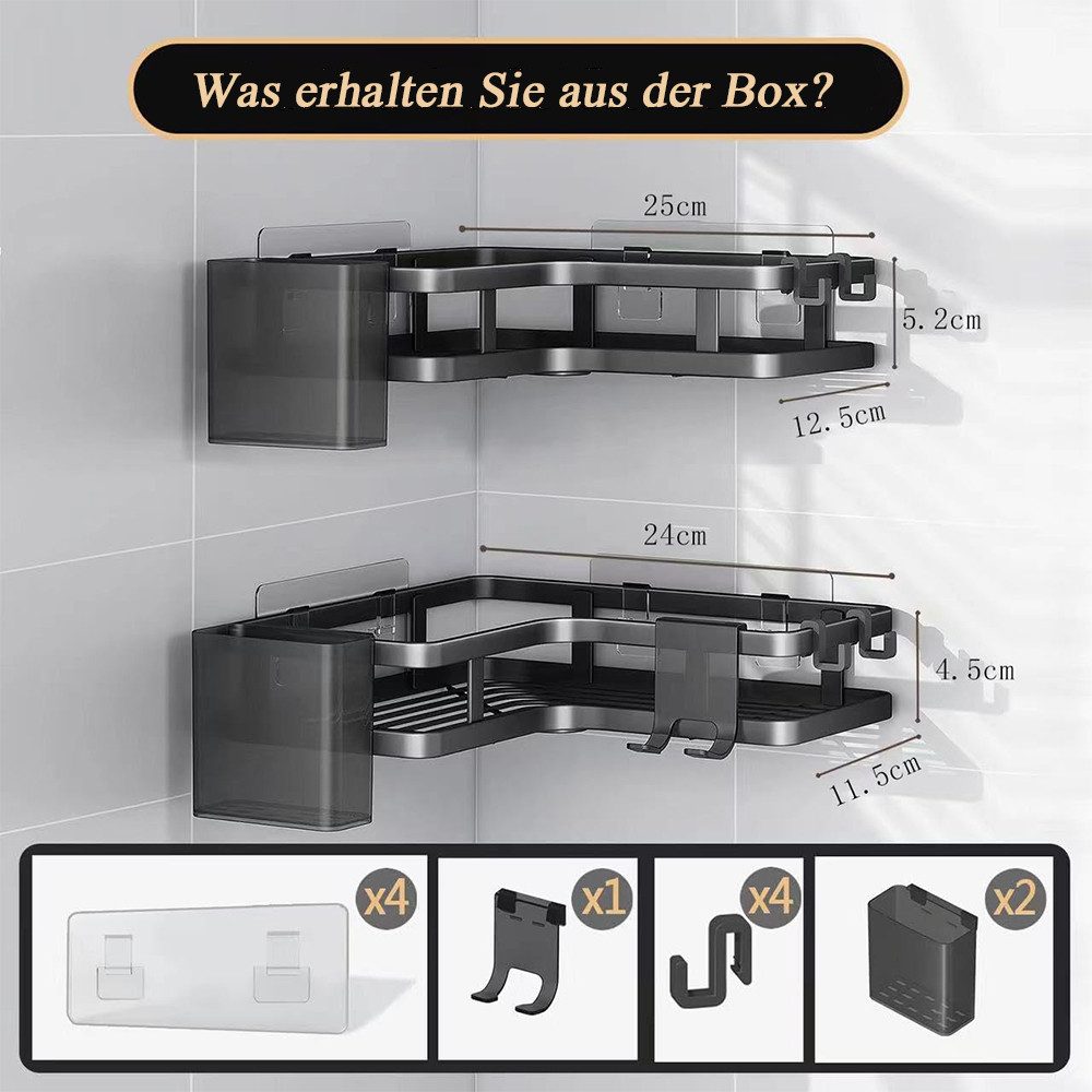 NUODWELL Duschkorb 2 Stück Duschablage Ohne Bohren, Badezimmer Organizer, E günstig online kaufen