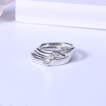 AquaBreeze Trauring Paar Ring 925 Silber Partnerring Eheringe (Hochzeit Verlobung für Männer und Frauen, 2-tlg), Einstellbare Größe