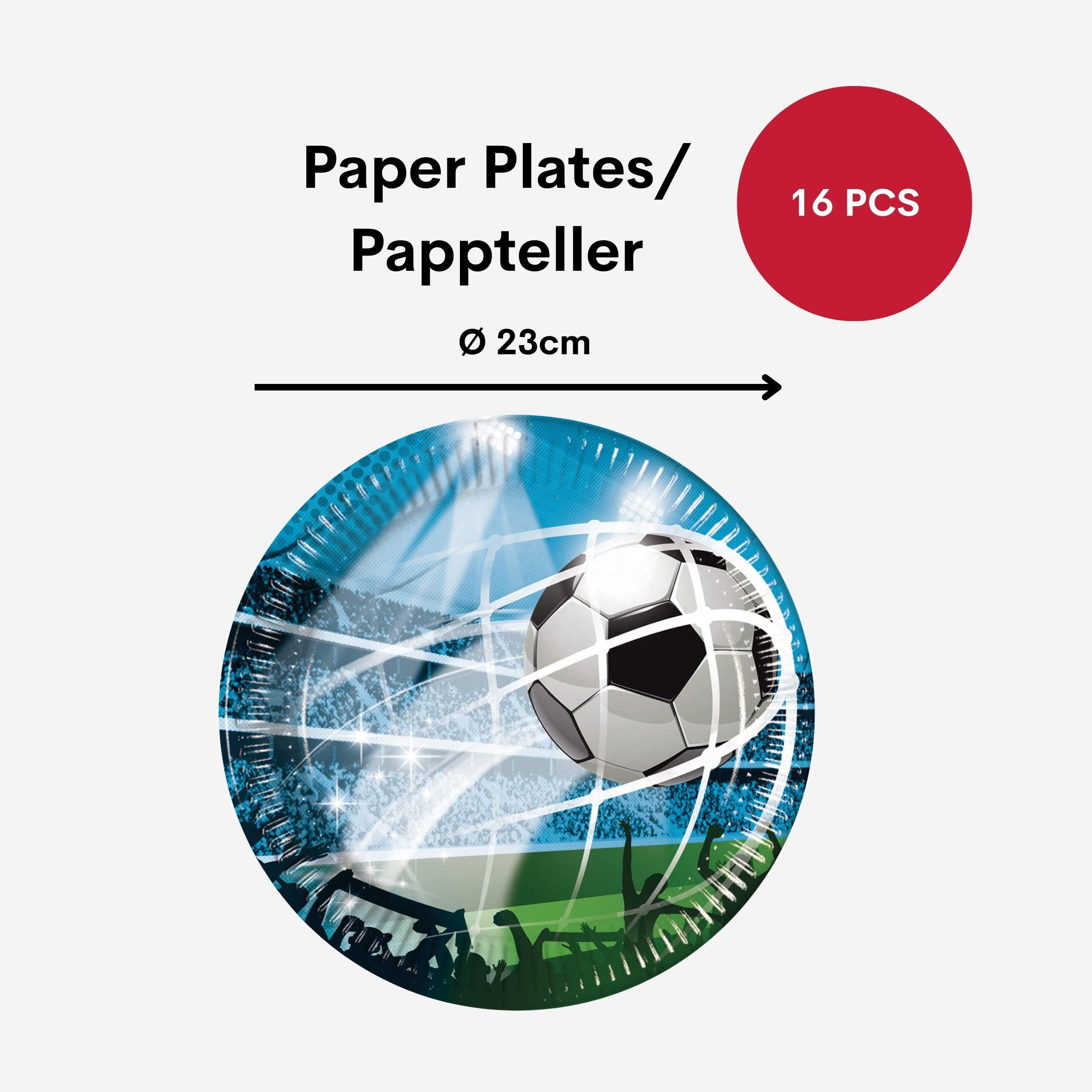 Procos Einweggeschirr-Set 70-tlg. Fußball Fan Party Set für Kindergeburtstag, 16 Personen