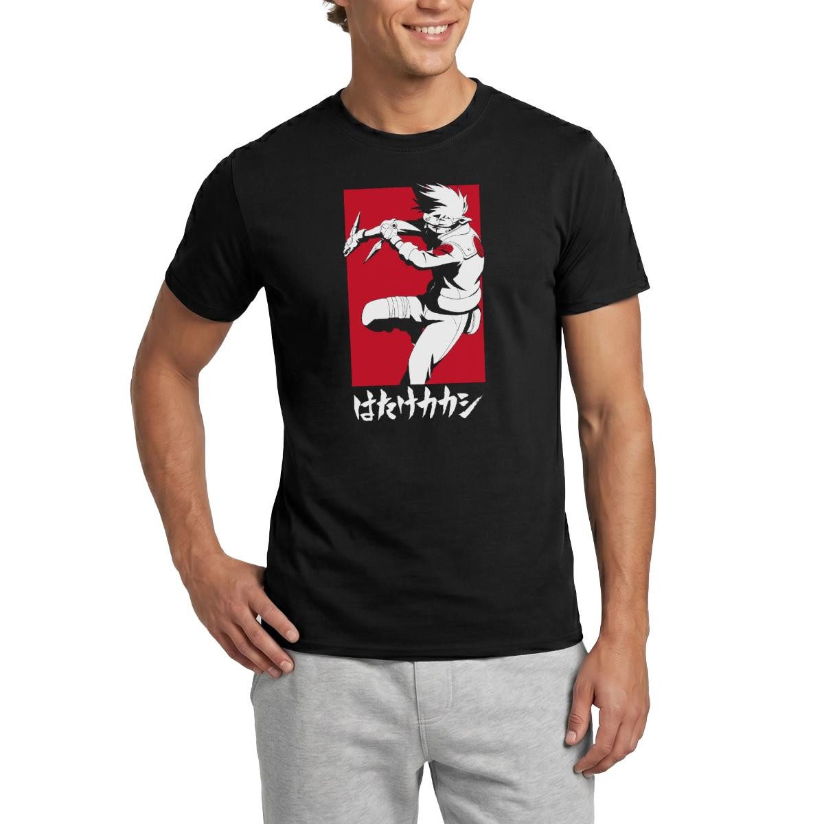 T-Shirt Naruto Shippuden Cooles Design Mit Kakashi Männer T-Shirt
