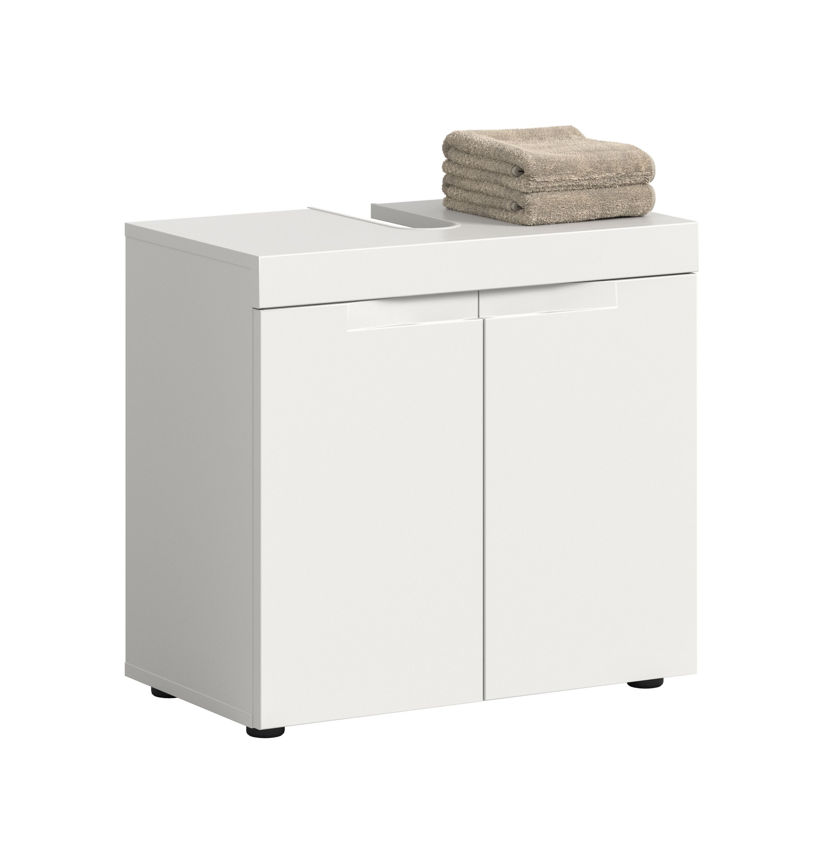 xonox.home Waschbeckenunterschrank Viana in Weiß matt / Weiß 60 x 56 x 34 cm