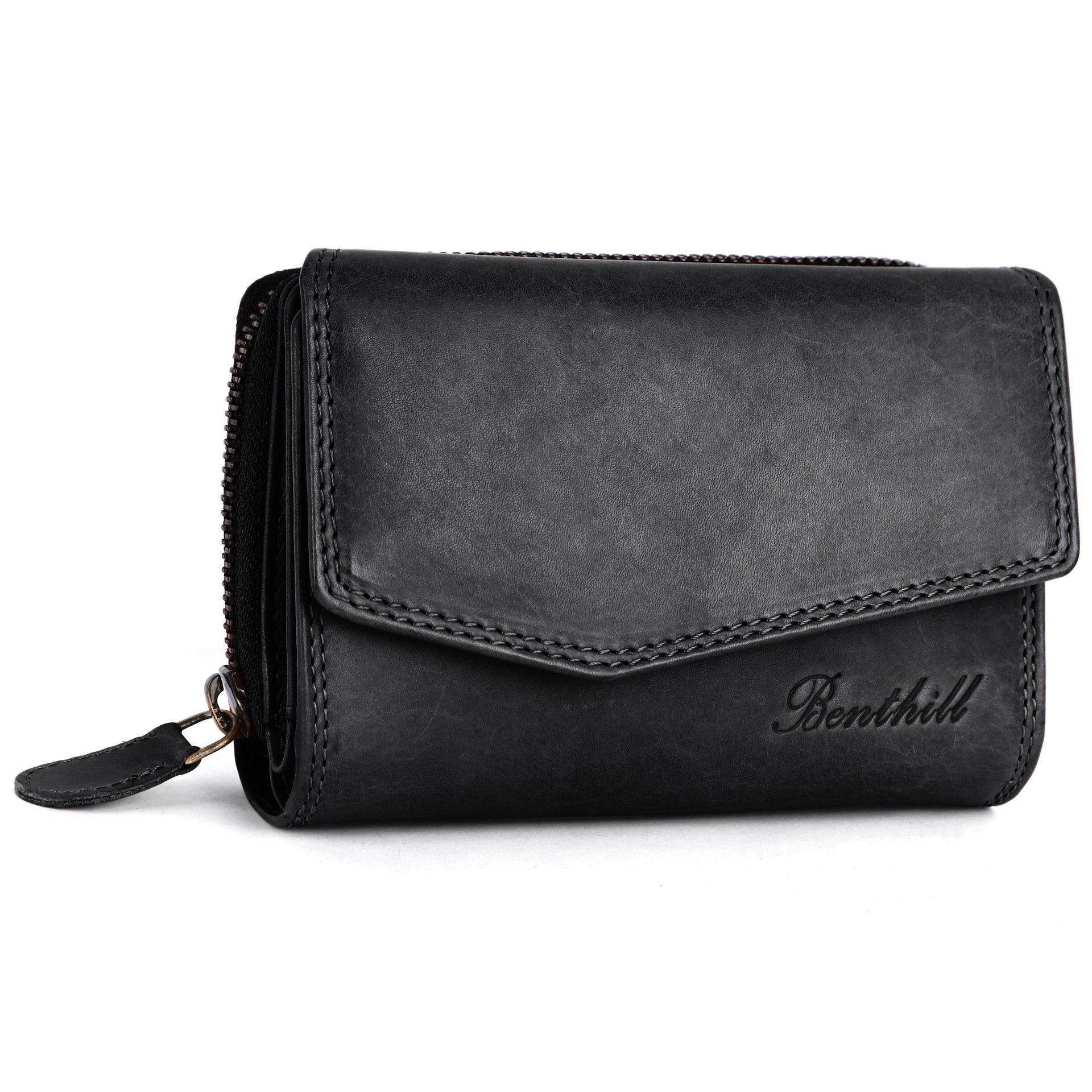 Benthill Geldbörse Damen Echt Leder Portemonnaie RFID Portmonee viel Karten günstig online kaufen