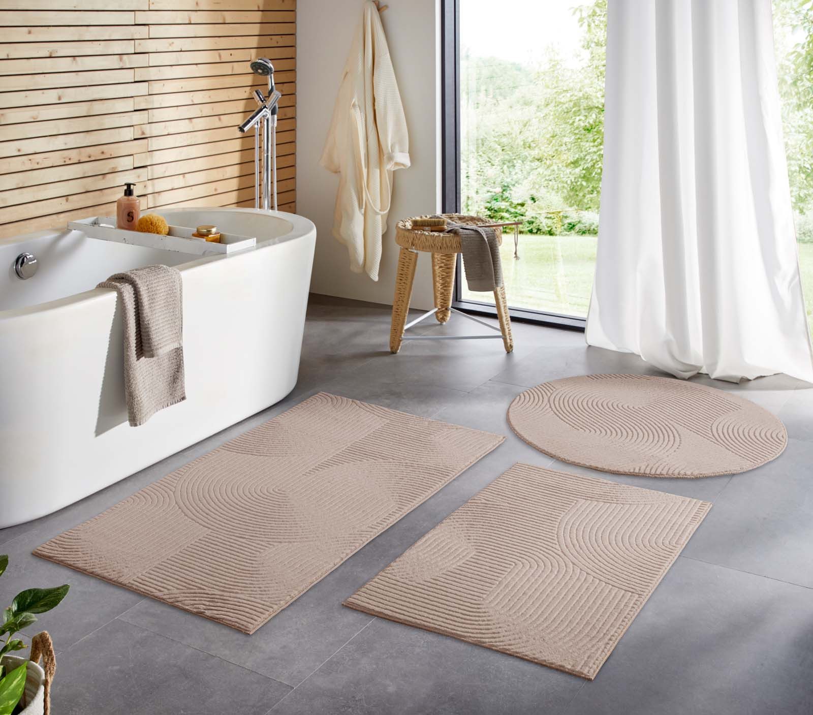 TaraCarpet Teppich TaraCarpet Homestyle 390 Wellen, rechteckig, Höhe: 10 mm, Felloptik hoch-tief weich waschbar Welle beige 300x400