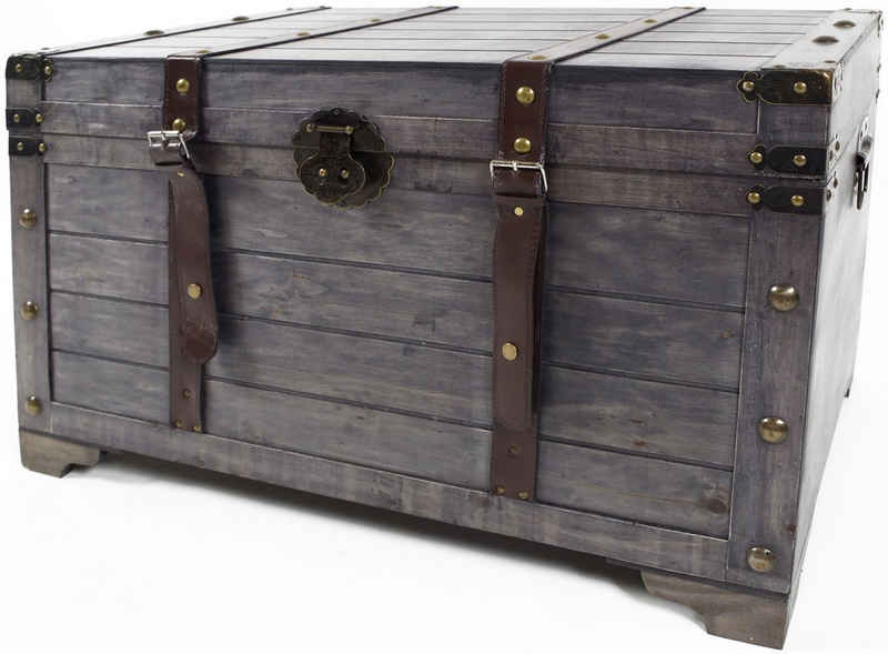 Kobolo Truhe Kiste KUBA aus Holz grau 80x45x50 cm