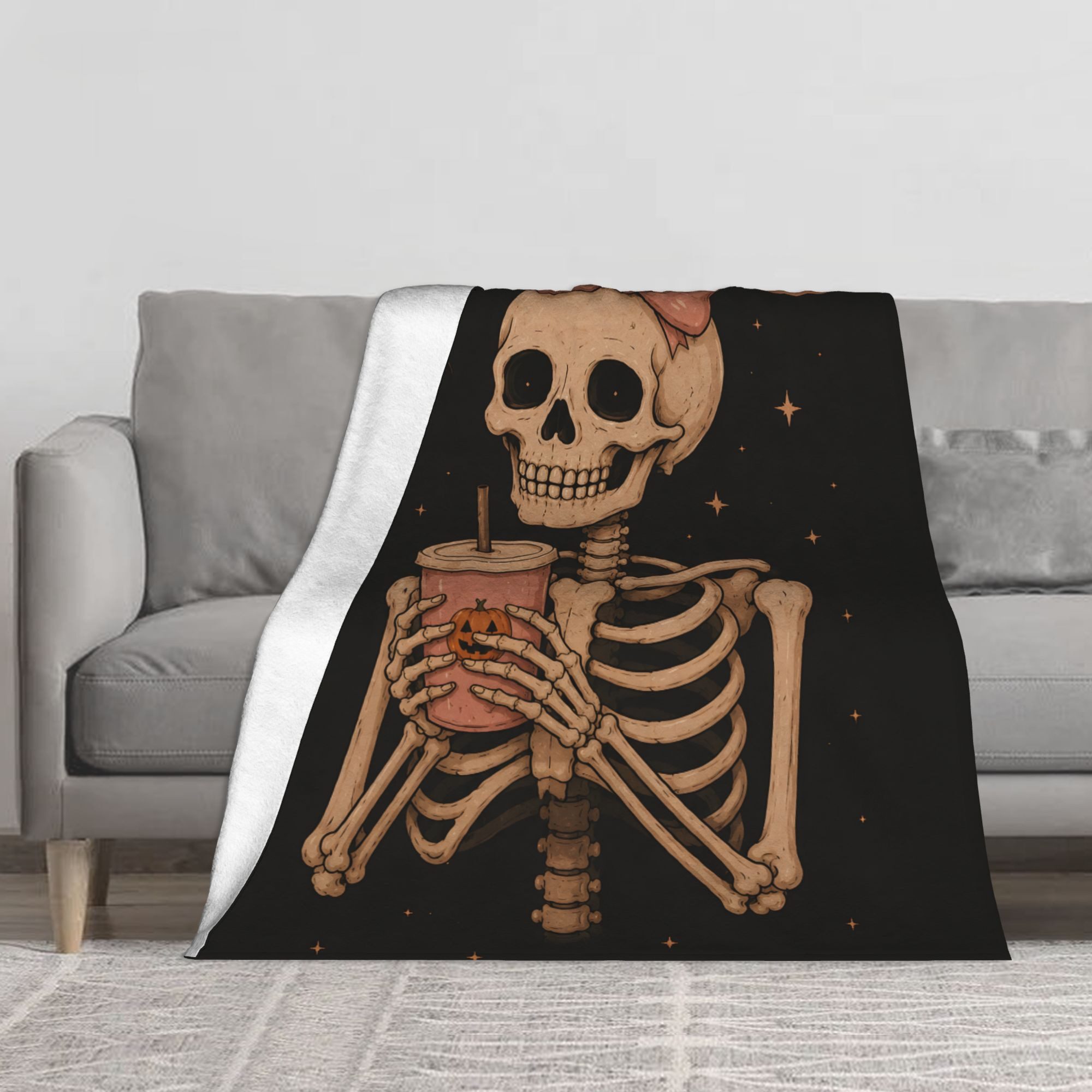 Wohndecke Halloween Flanell Decke Schädel – kuschelig & warm, LAPAPRO, Halloween Superweich mit Motiv