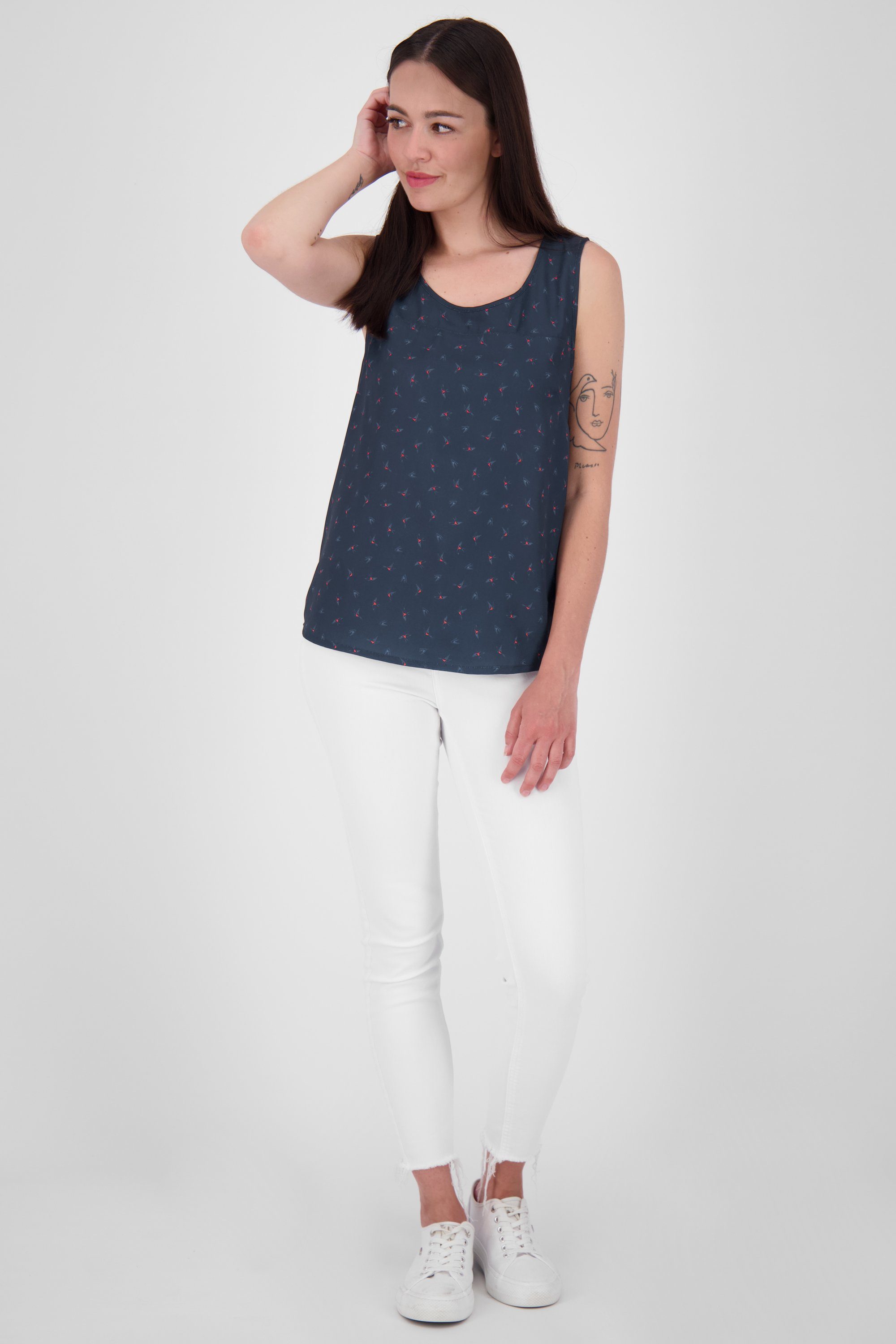 B Kickin Bluse GiuliaAK Damen Kurzarmbluse, Blouse marine Kurzarmbluse & Alife