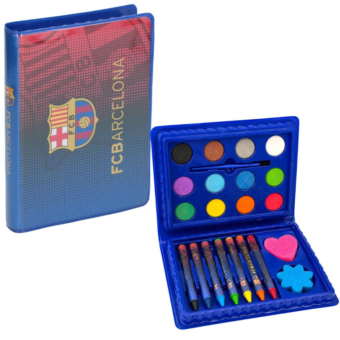 FC Barcelona Wasserfarbe FC Barcelona Wasserfarben Set 23-teilig Malset Wachsmalstifte, FC Barcelona Design