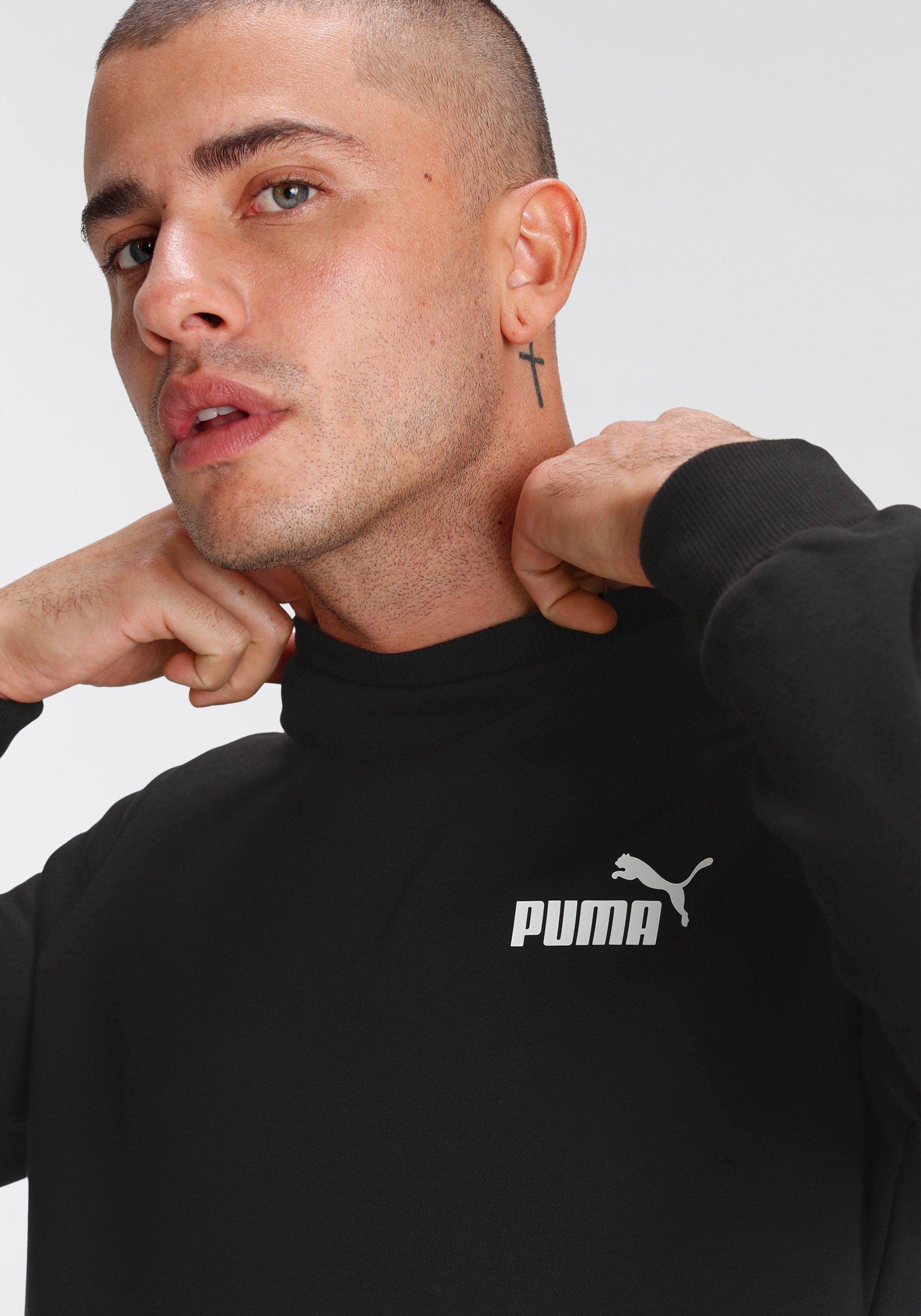 PUMA FL LOGO SMALL CREW Black Langarmshirt ESS Puma