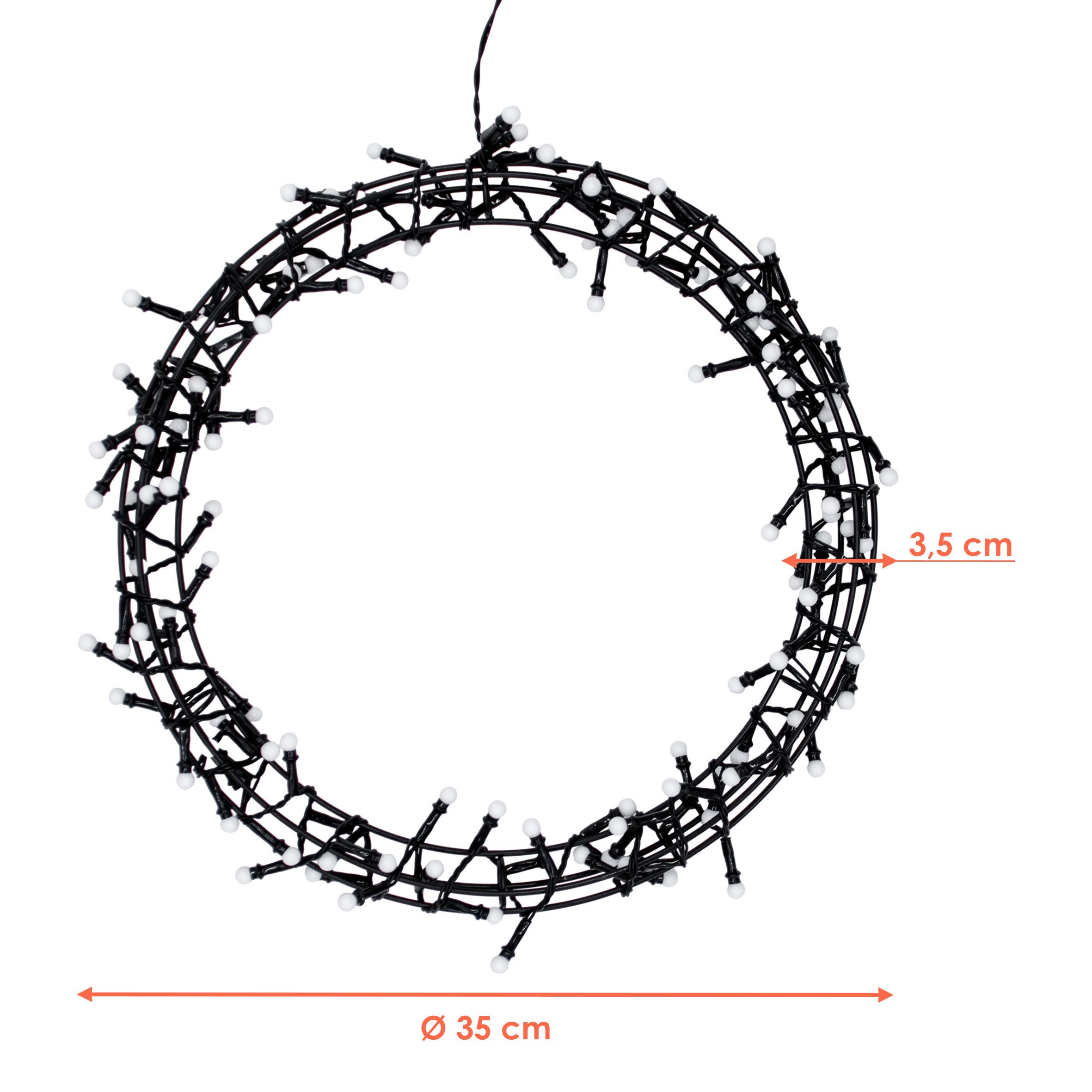Spetebo Dekokranz Lichterkranz schwarz für Außen 120 LED Kugeln - 35 cm, mi günstig online kaufen