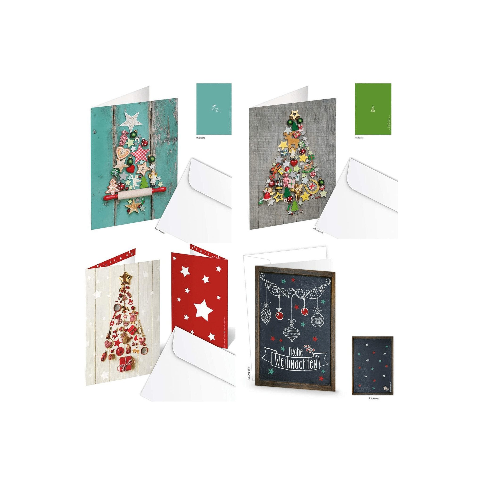 Logbuch-Verlag Dekofigur 8 Weihnachtskarten SET mit Kuvert ohne Text weihna günstig online kaufen