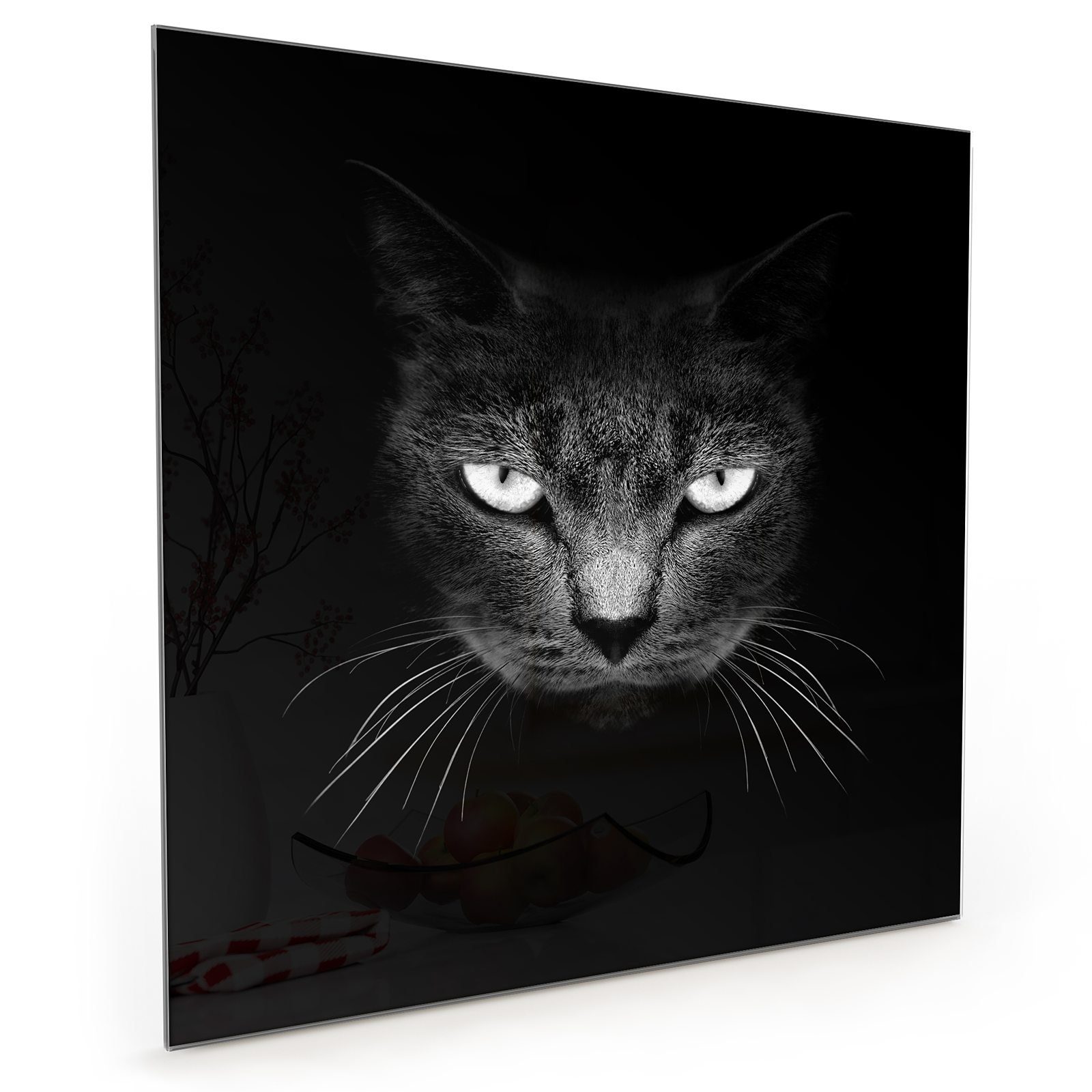 Günstiger Kauf Primedeco Küchenrückwand Küchenrückwand Spritzschutz Glas Schwarzer Katzenkopf nah mit Motiv