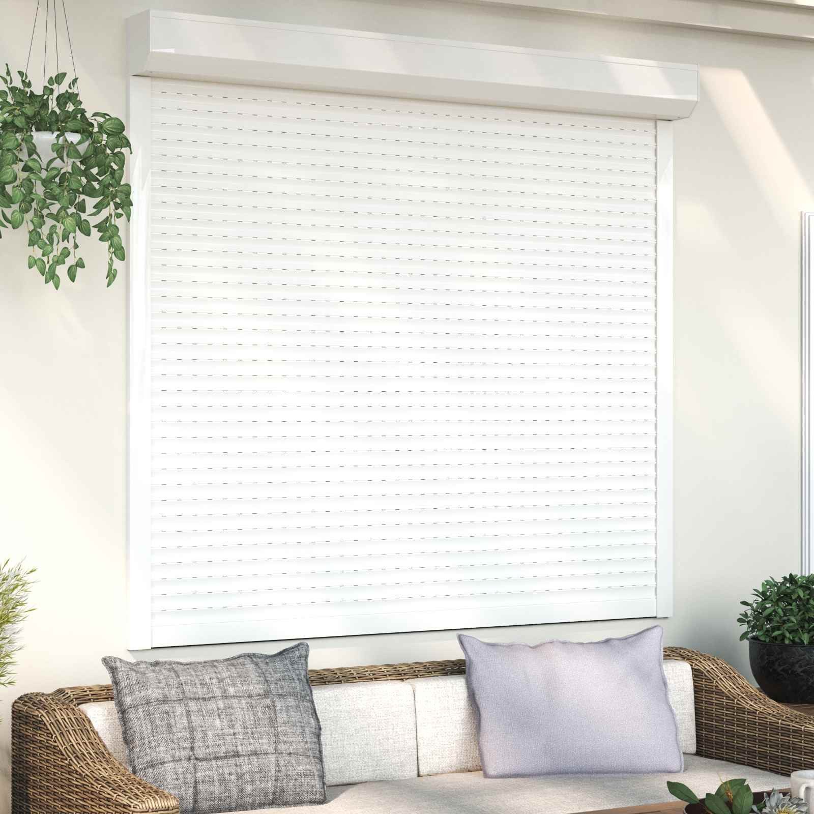 vidaXL Fensterladen Rollladen Weiß 160 x 150 cm Aluminium und Polyurethan, BxH: 14x150 cm, (1-St)