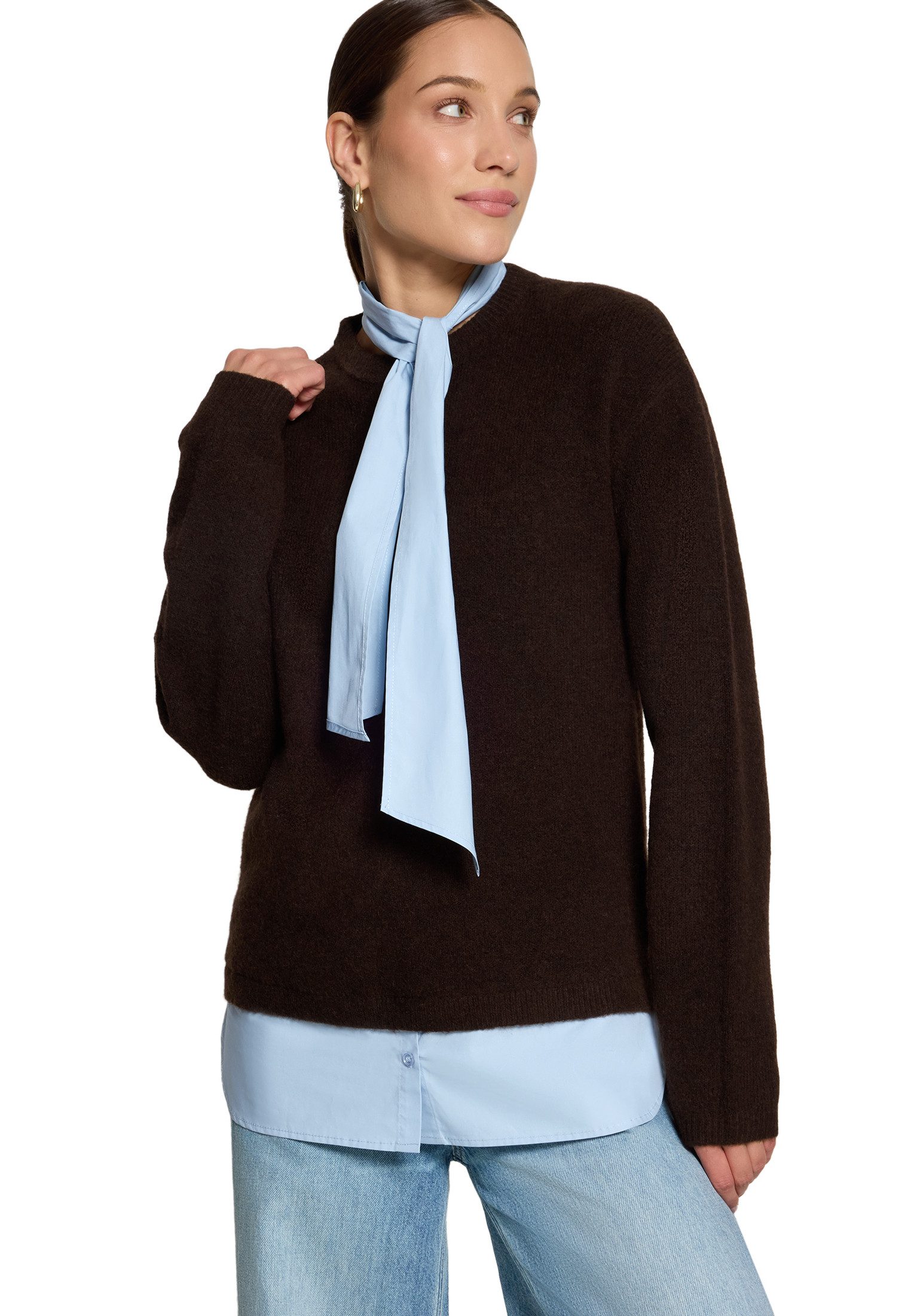 Zero Strickpullover Damen mit Bluseneinsatz (1-tlg) Material