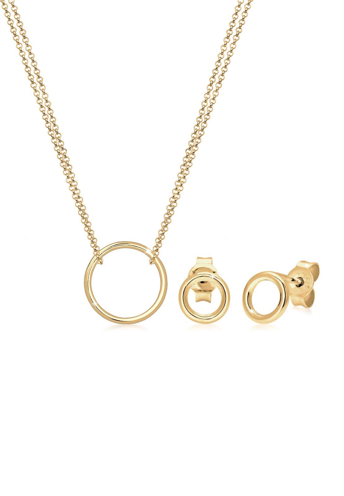 Elli Schmuckset Kreis 925 Sterling Silber vergoldet