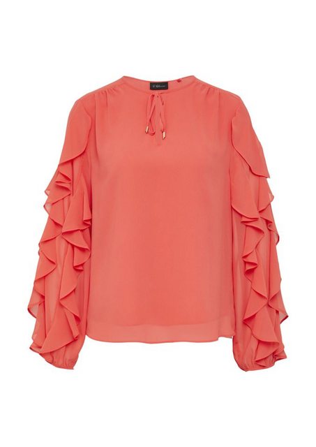 s.Oliver BLACK LABEL Langarmbluse - Elegante Chiffonbluse mit Rüschenärmeln günstig online kaufen