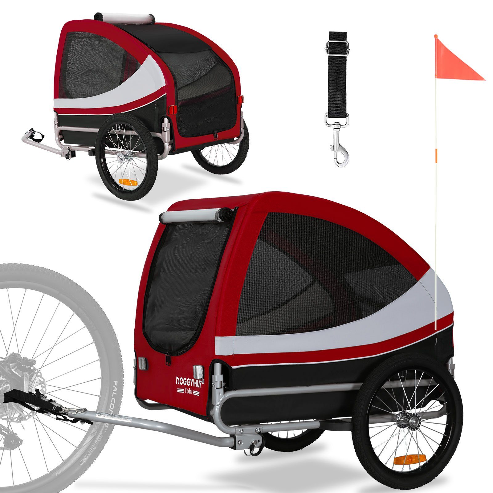 TIGGO Fahrradhundeanhänger DOGGYHUT® "Tobi" LARGE Hundefahrradanhänger Fahrradanhänger, Geeignet für mittelgroße und große Hunde