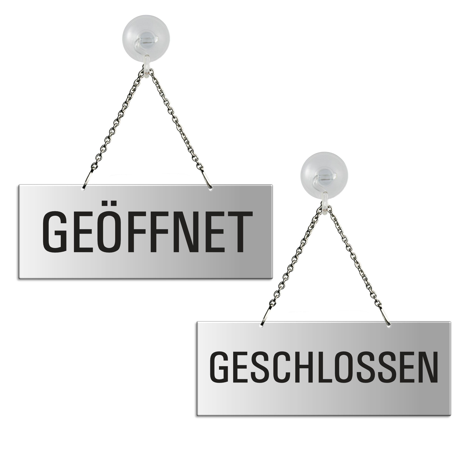 OFFORM DESIGN Hinweisschild Geöffnet Geschlossen 175x65 mm Aluminium Silber-matt eloxiert