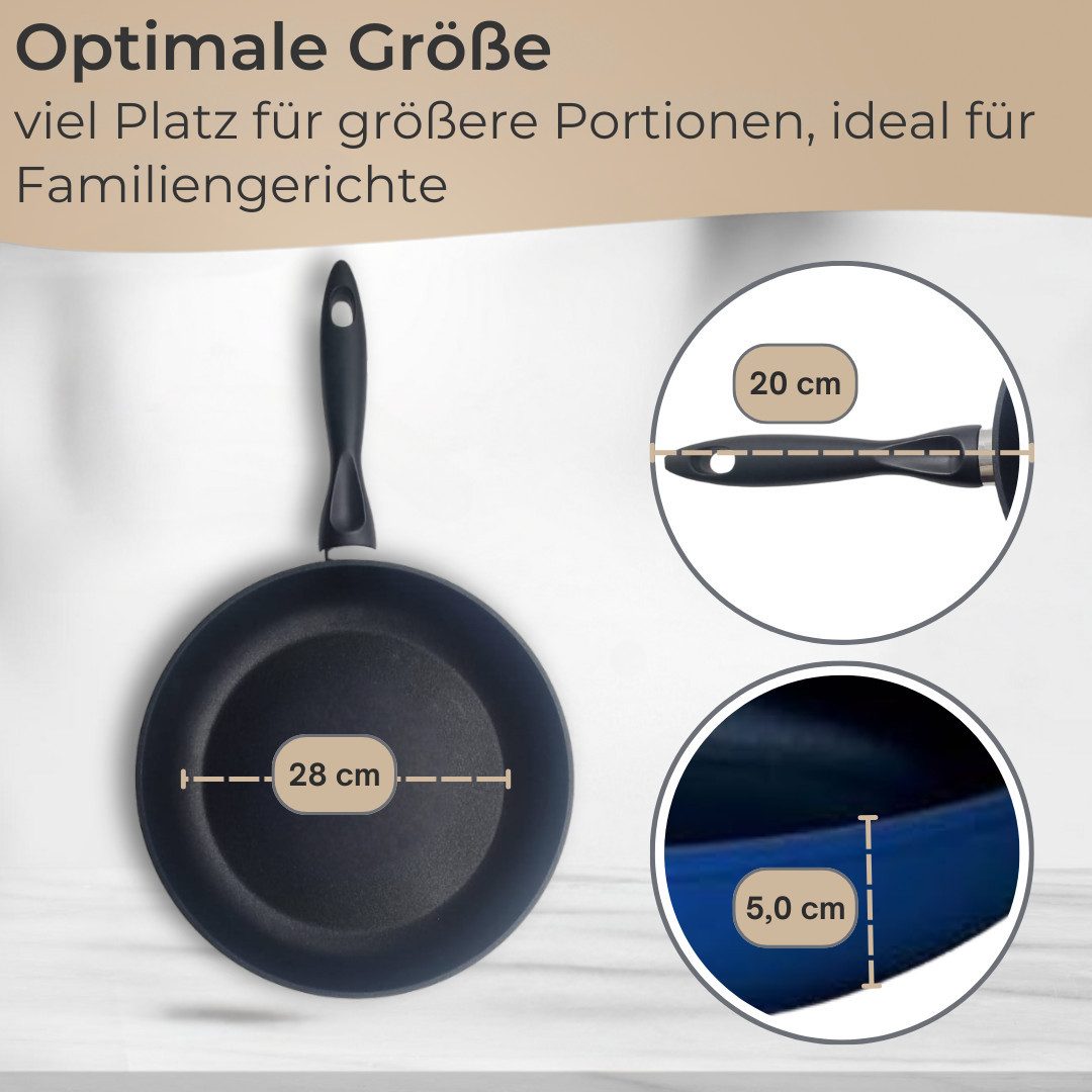 Riess Bratpfanne Riess Kelomat Bratpfanne blau 28 cm, geschmiedete Pfanne, mit Antihaftbeschichtung