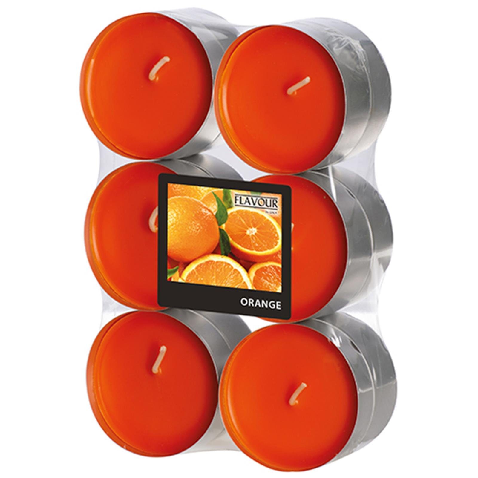Gala Kerzen Duftkerze 12 "Flavour by GALA" Maxi Duftlichte Ø 58 mm · 24 mm orange - Orange