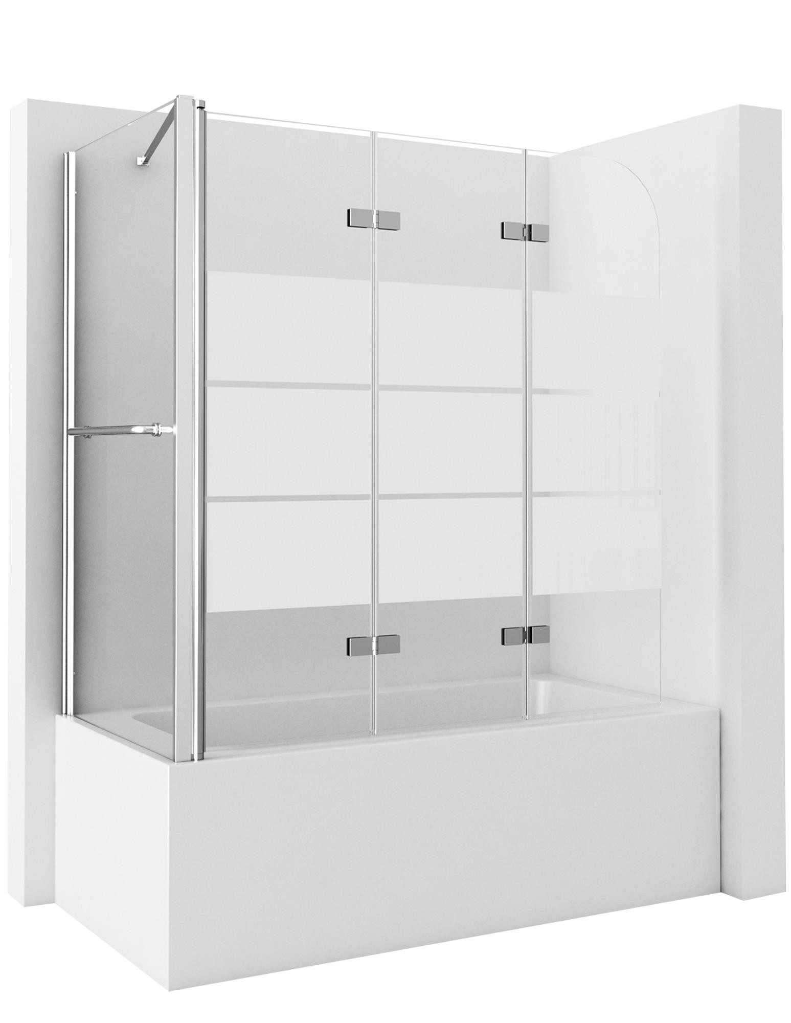 WDWRITTI Badewannenaufsatz mit ohne seitenwand Badewannenfaltwand 3 teilig faltbar milchglas, 6mm ESG