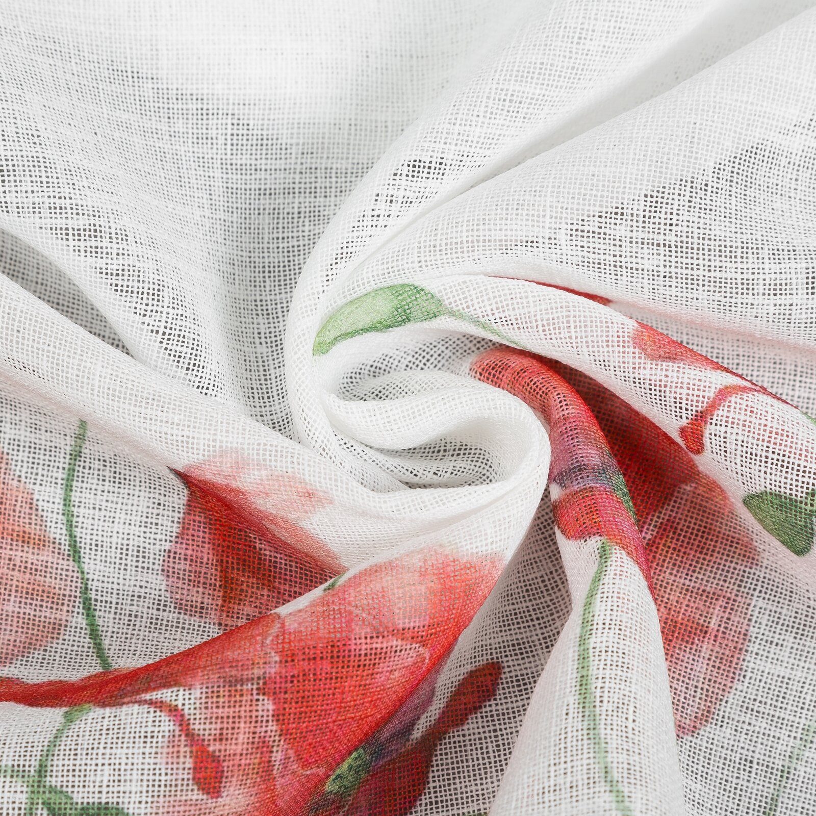 Eurofirany Scheibengardine Kurzgardine mit Blumenmuster im Landhausstil
