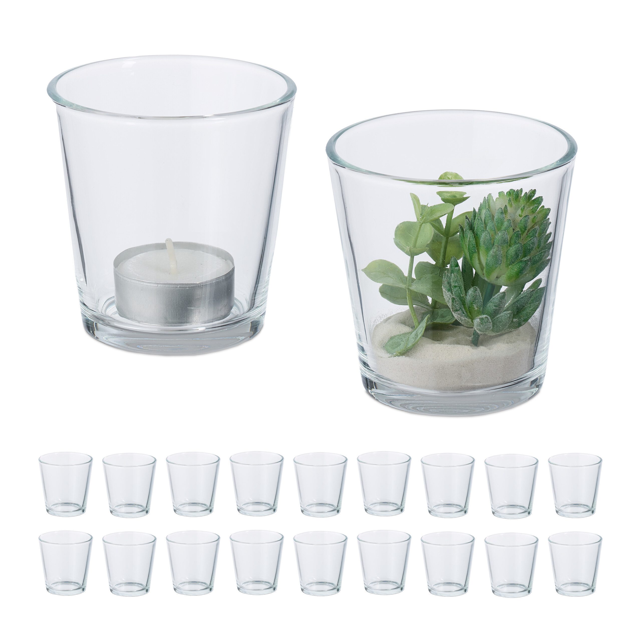 relaxdays Teelichthalter Teelichtgläser 20er Set (20er Set, 20 St., 20er Set)