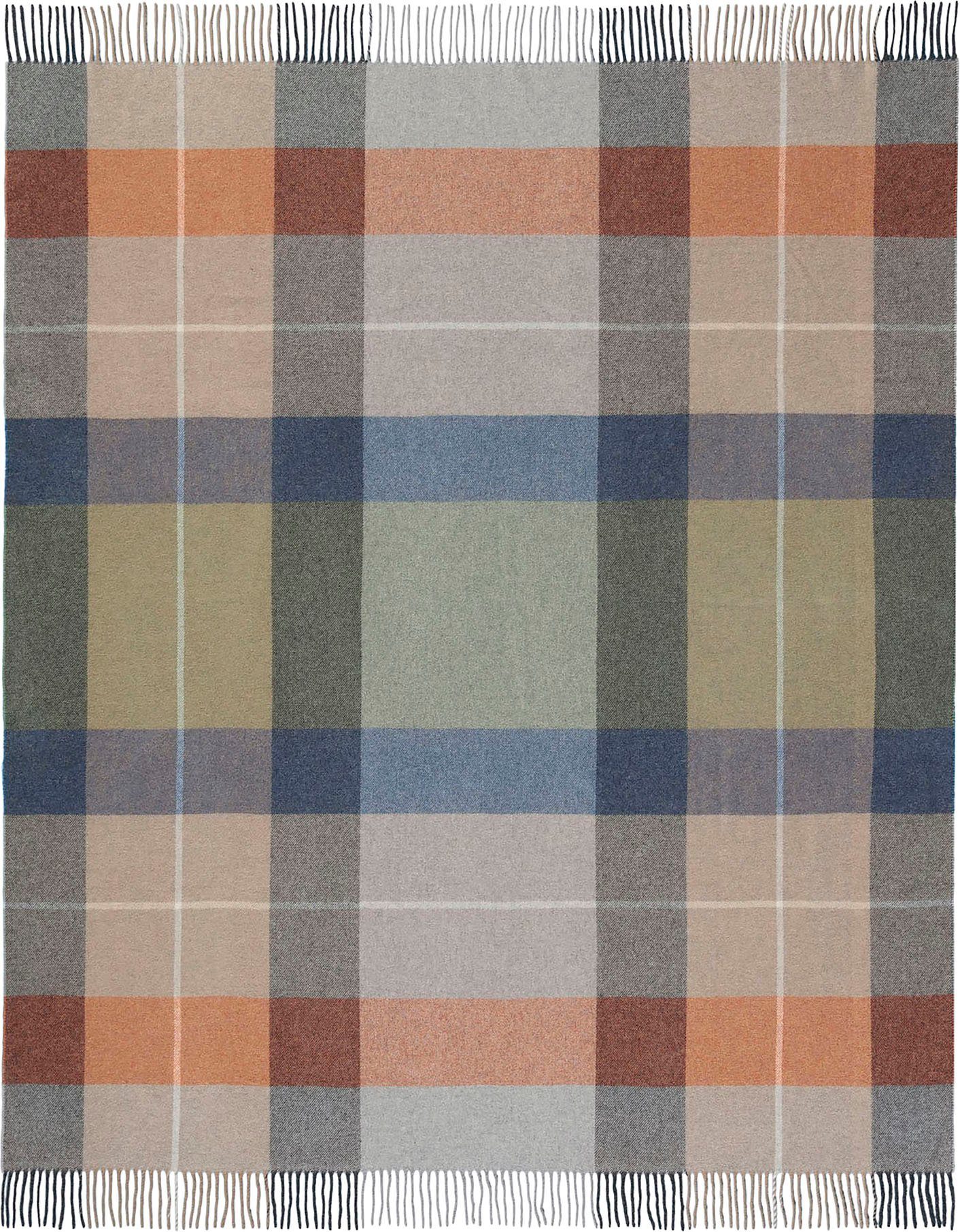 Biederlack, Kuscheldecke Karo-Look, grau/orange/beige Plaid, im