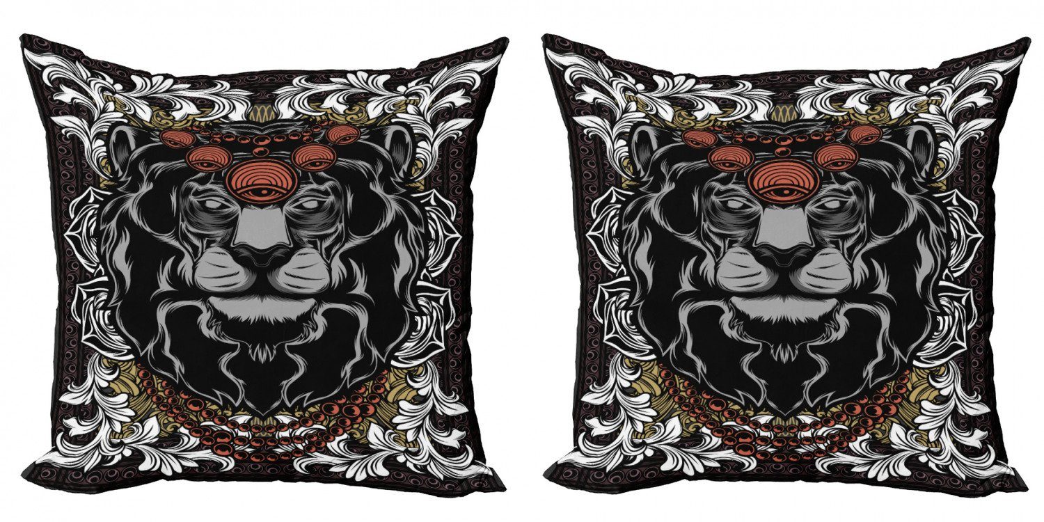 Kissenbezüge Modern Accent Doppelseitiger Digitaldruck, Abakuhaus (2 Stück), König Jungle Emperor Lion Rahmen
