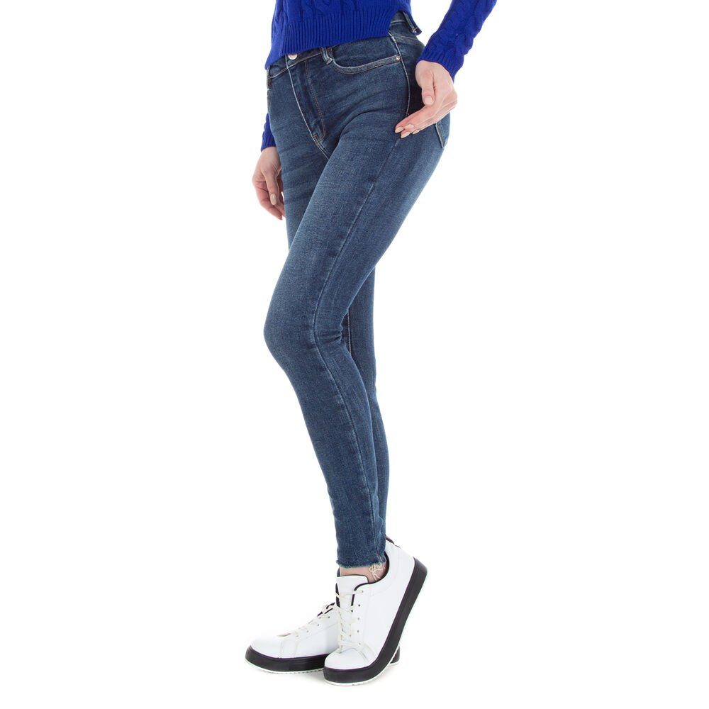 Damen Jeans Ital-Design Skinny-fit-Jeans Damen Freizeit Stretch Jeans in Blau
