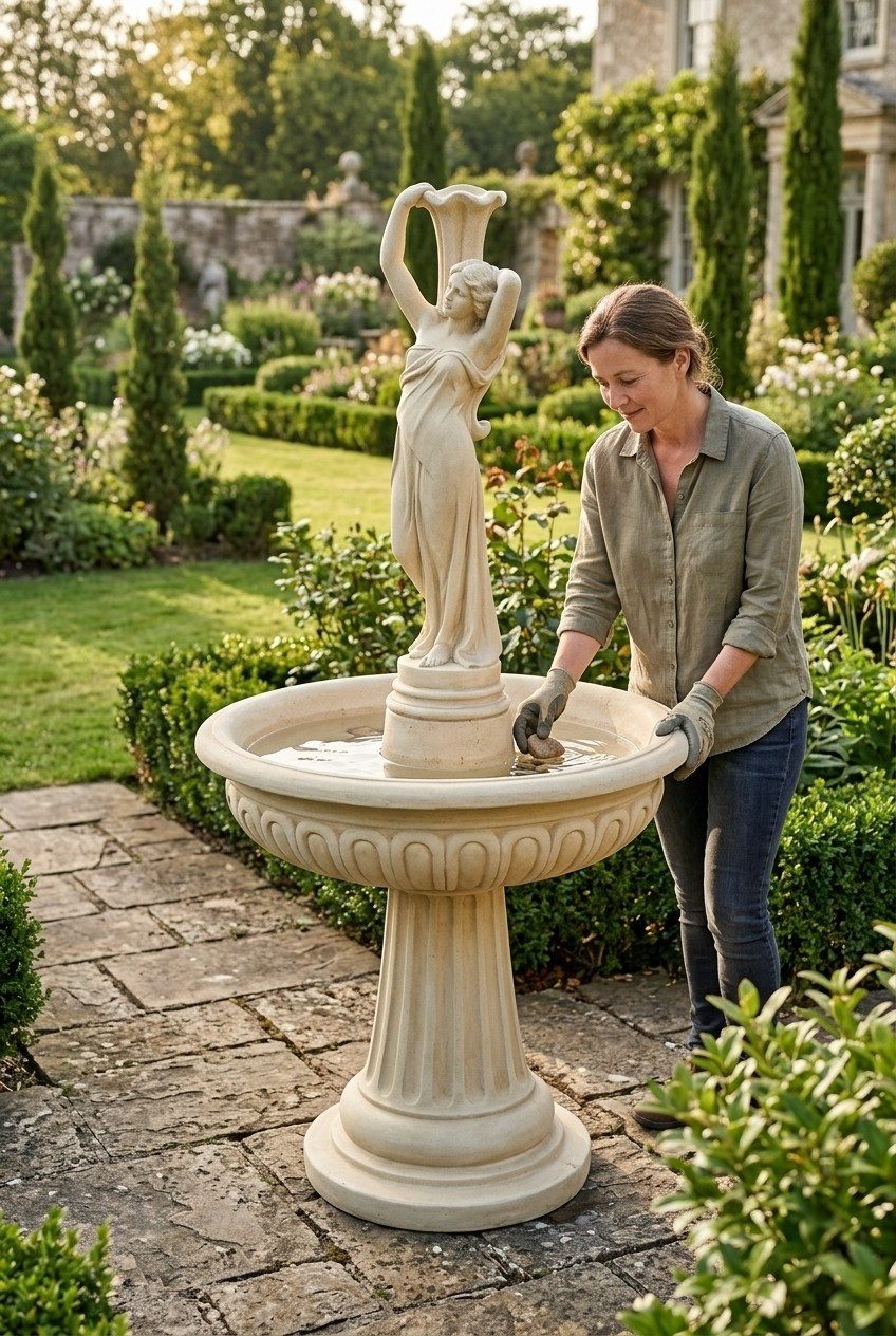 JVmoebel Gartenbrunnen Froschbrunnen aus Stein für den Garten, handgefertigt, (1 tlg), Made in Europa
