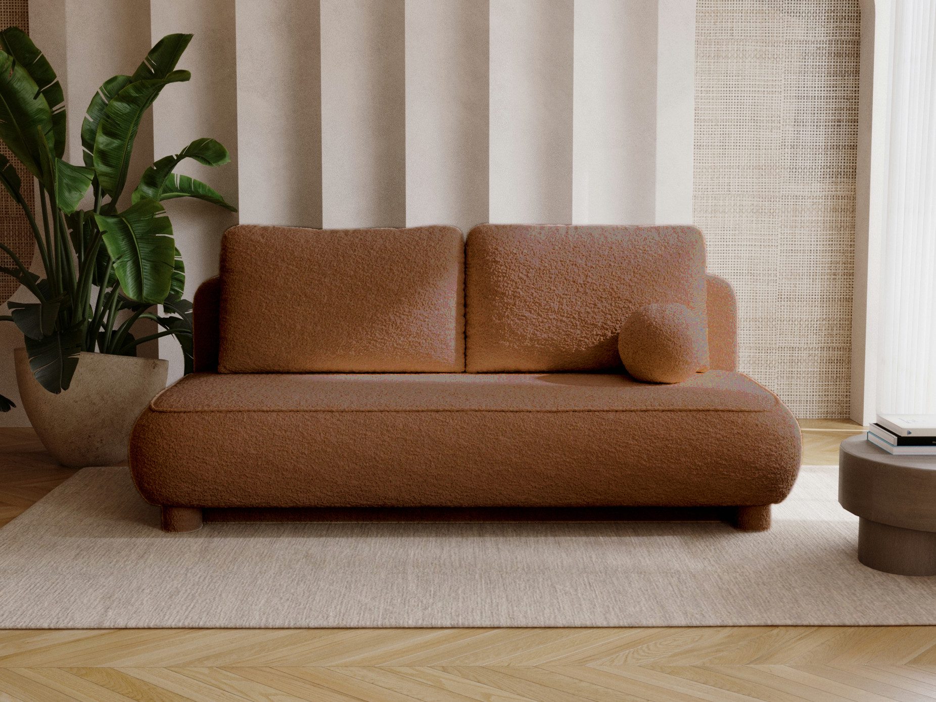 Compleo Schlafsofa Sofa ohne Armlehnen, moderne runde Form, Moderne Couch, günstig online kaufen