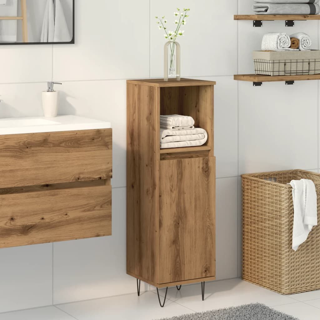 vidaXL Badezimmer-Set Badschrank Artisan-Eiche 30x30x100 cm Holzwerkstoff, günstig online kaufen