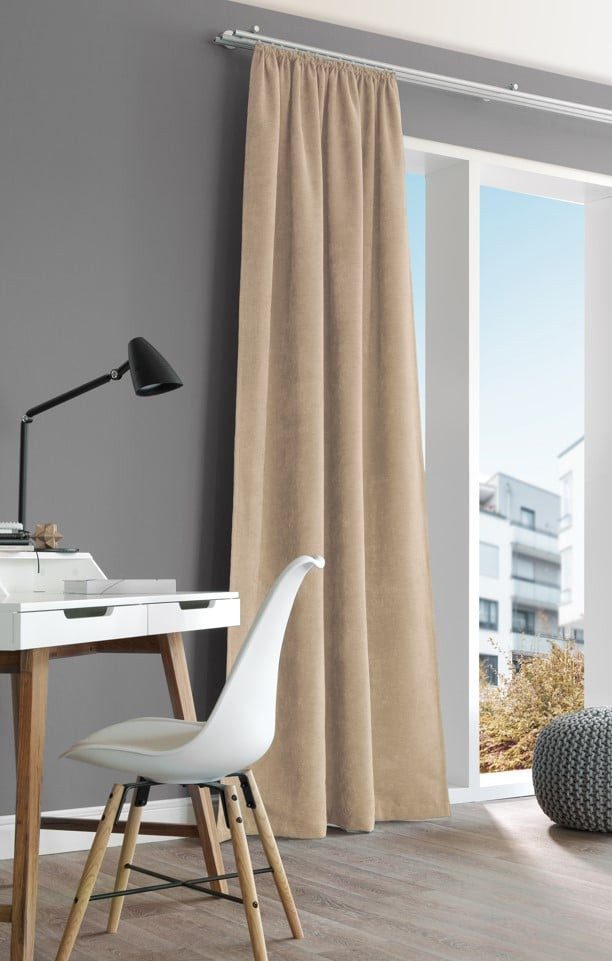 Neutex for you! Vorhang Vorhang Rustico Thermochenille Struktur uni natur 142x245cm (BxH), Smokband, abdunkelnd, Kunstfaser, made in Germany