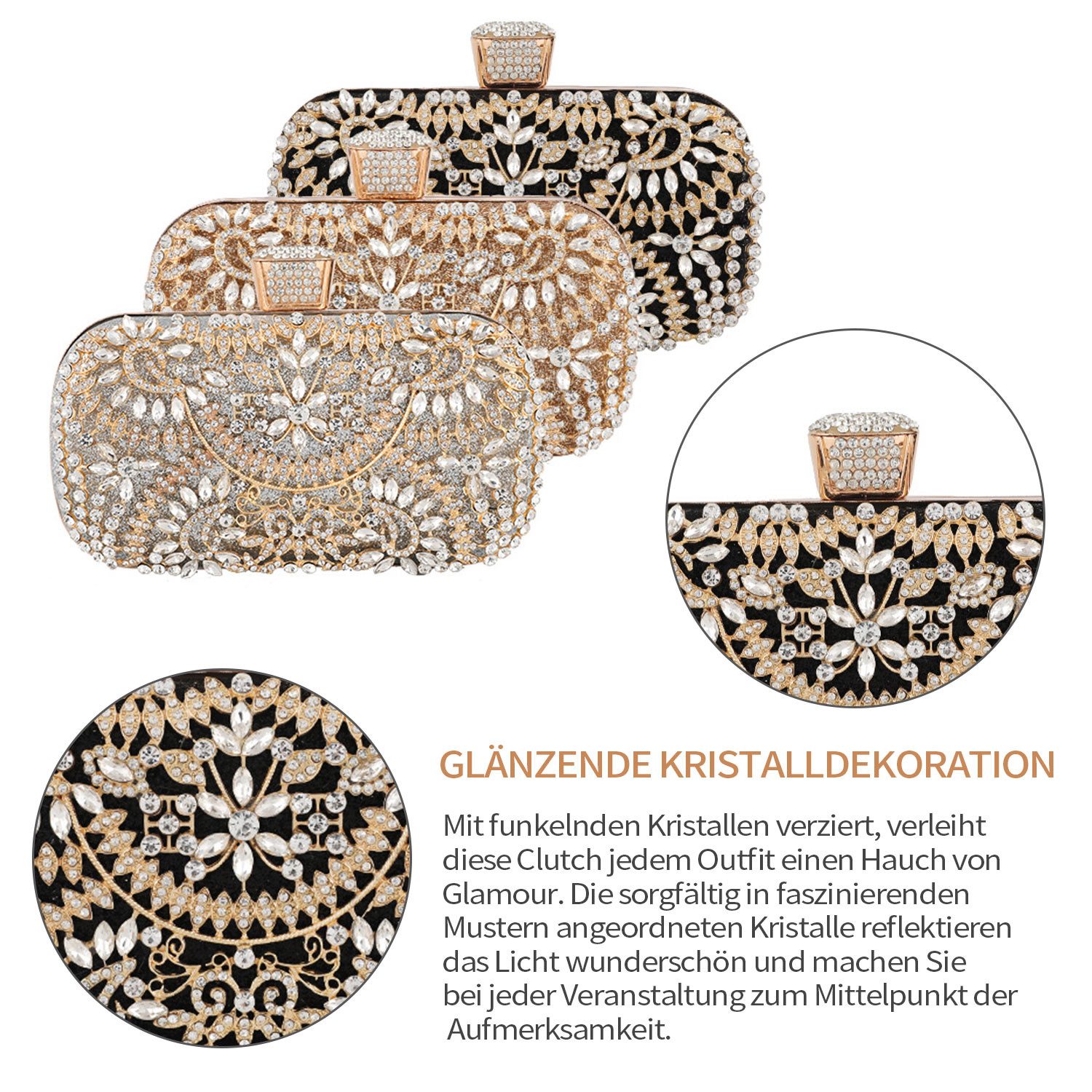 Refttenw Abendtasche Elegante Damen Clutch Glitzer Abendtasche mit Strass, günstig online kaufen