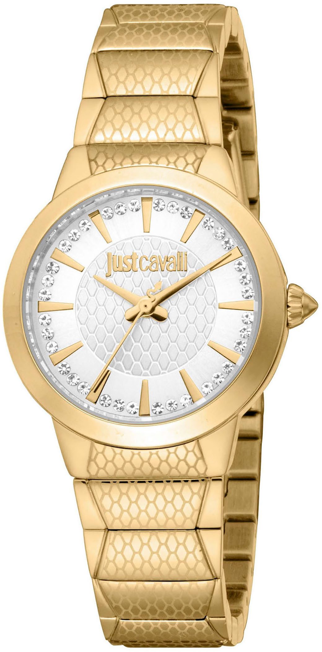 Just Cavalli Time Quarzuhr Animalier JC1L335M0025, Armbanduhr, Damenuhr, Kristallsteine, analog, Edelstahlarmband