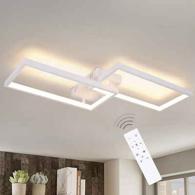 ZMH LED Deckenleuchte Modern Design Wohnzimmerlampe Dimmbar, Dimmbar, LED fest integriert, Tageslichtweiß, 40W, Weiß
