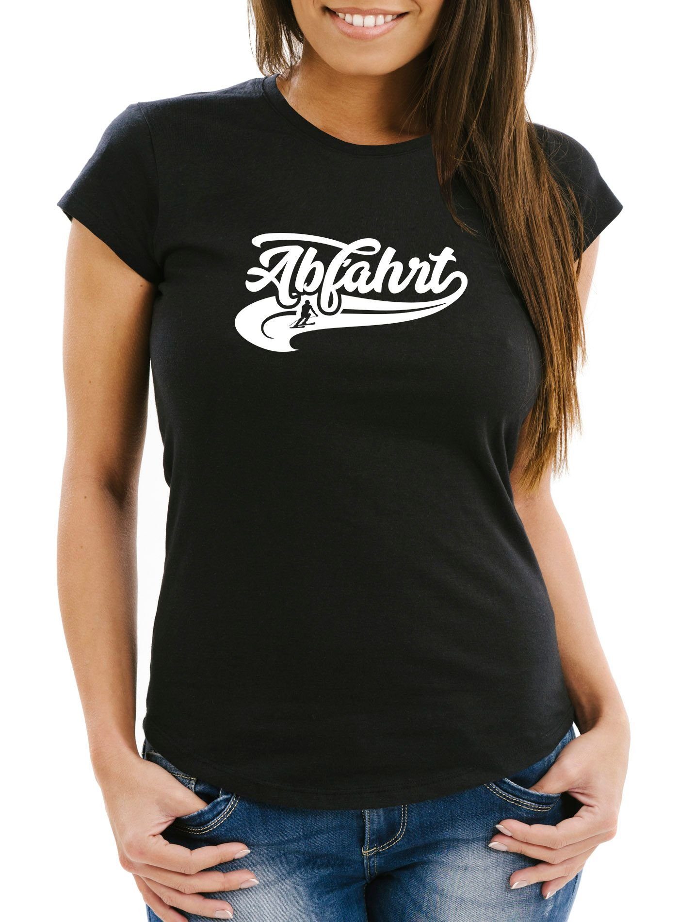 MoonWorks Print-Shirt Damen T-Shirt Abfahrt Winter Apres Ski Piste Sport Sc günstig online kaufen